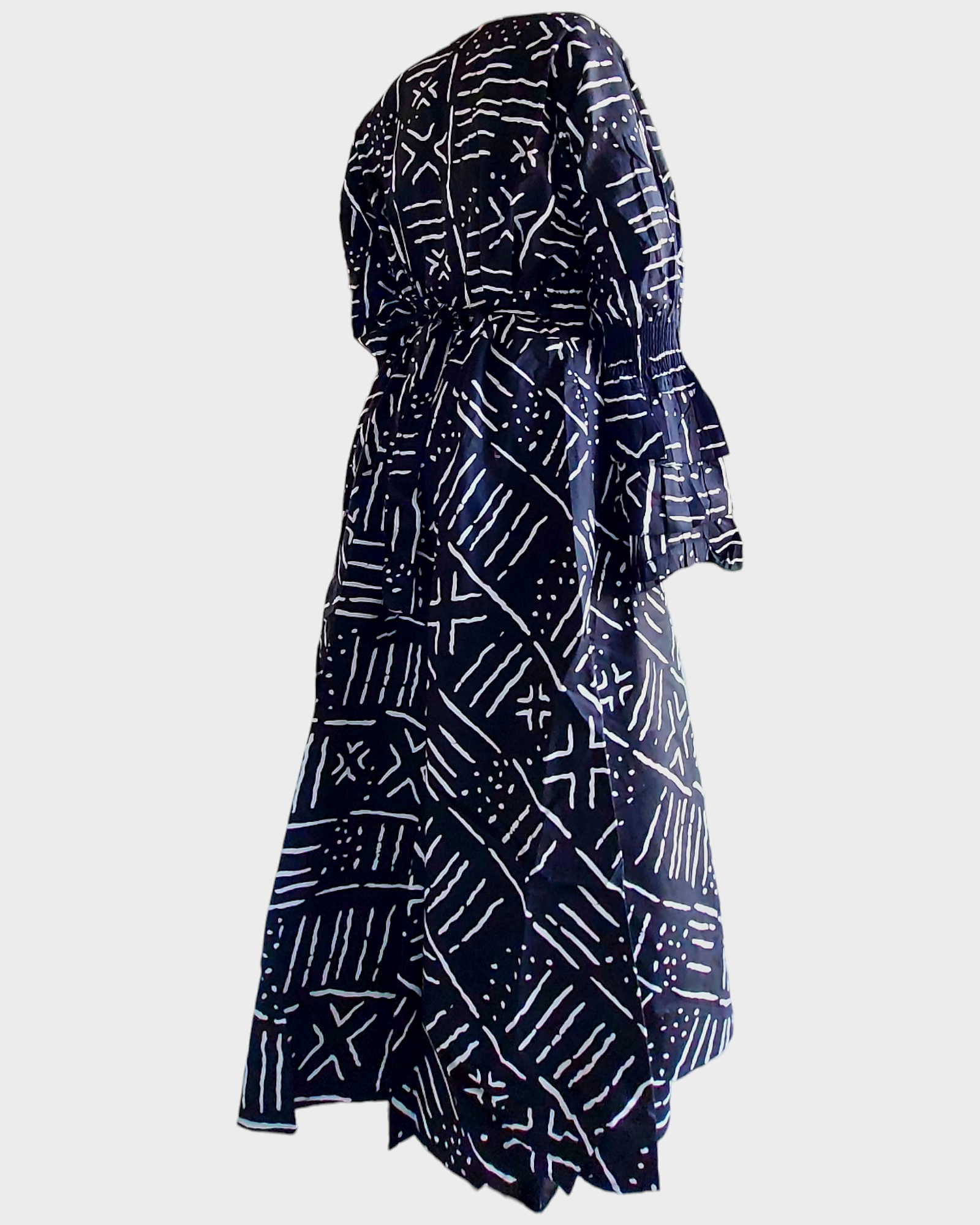 70- Long Wrap Dress- BlackTribal