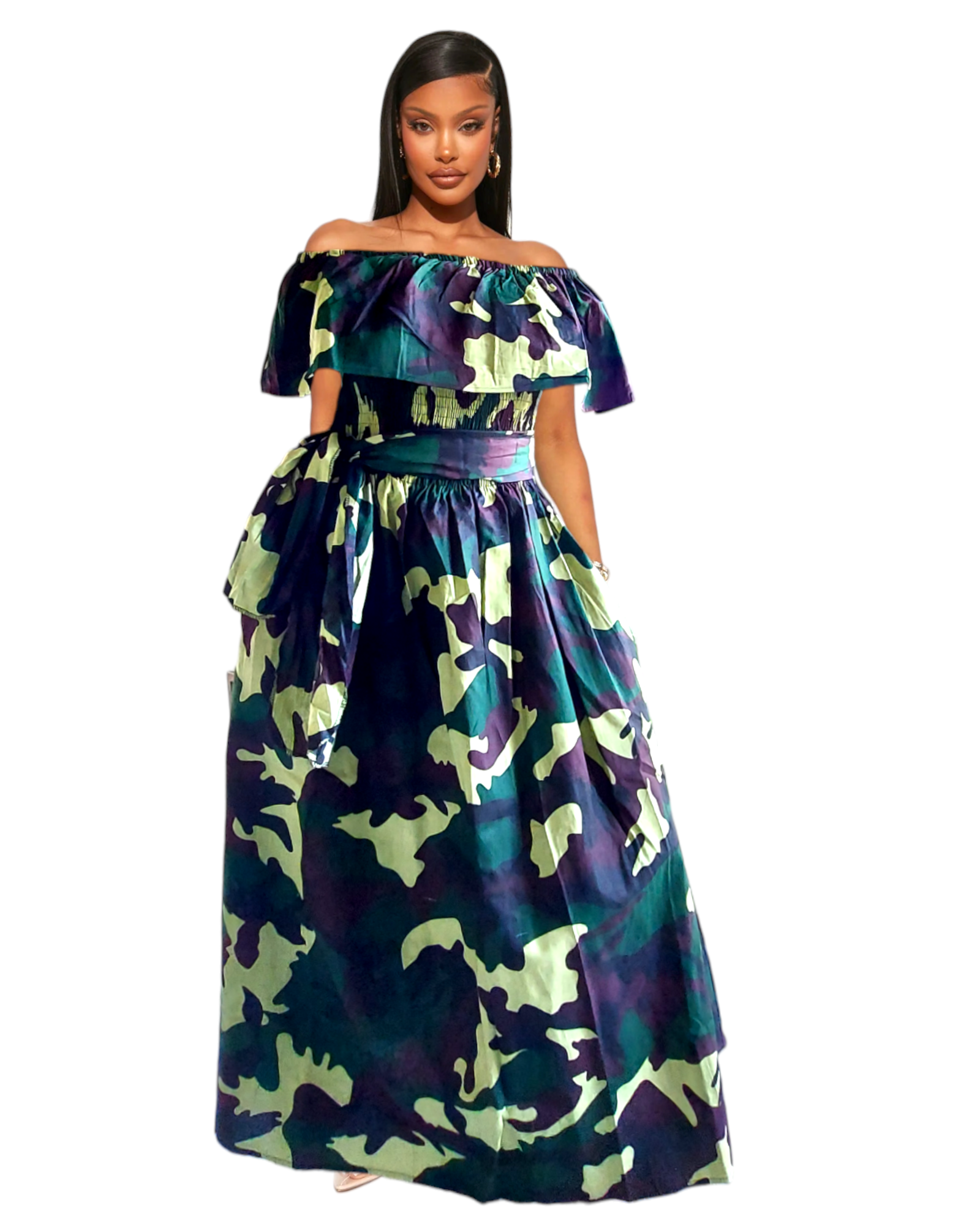 3014L  Maxi Dress- Camouflage