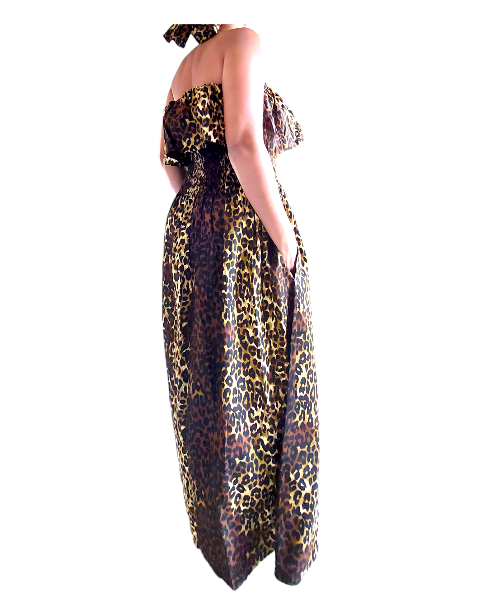 3014L  Maxi Dress-Brown Animal Print