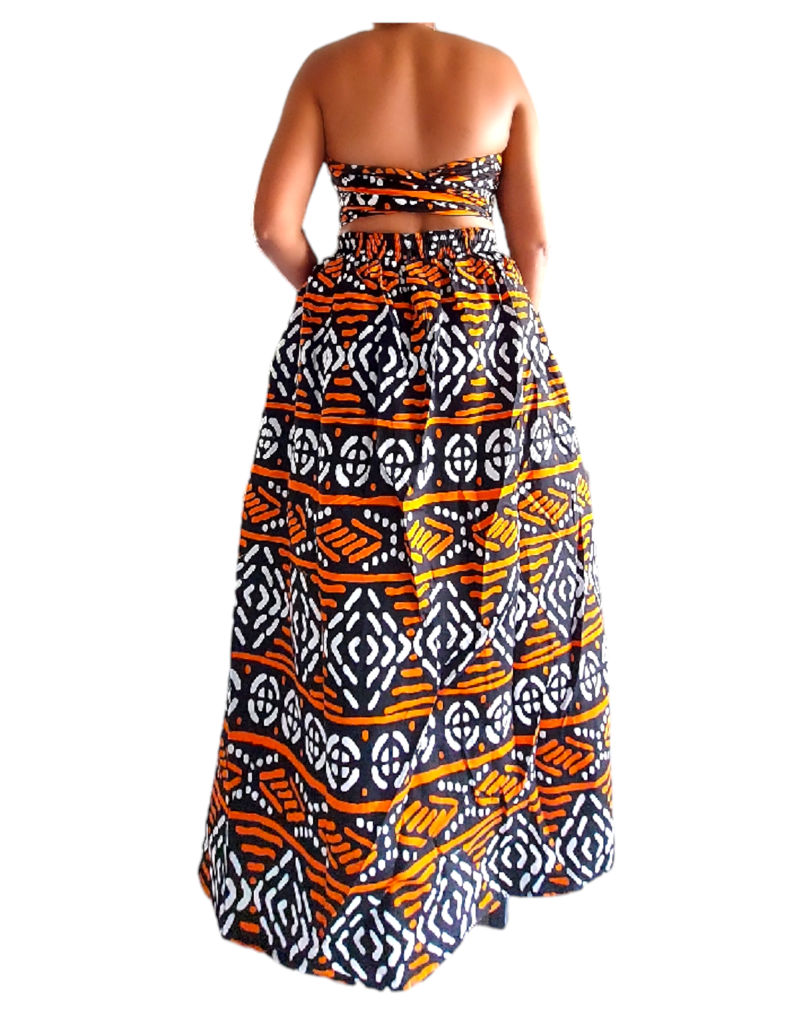 25 - Long Cape Pant / Orange Tribal Print