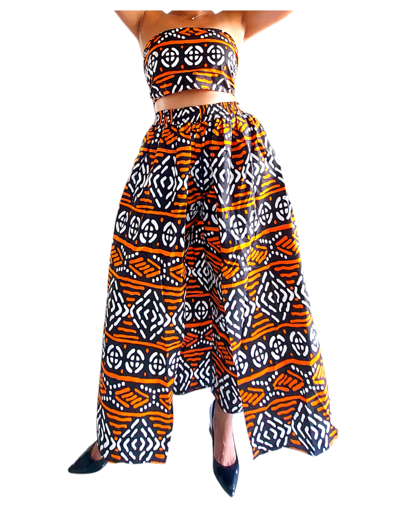 25 - Long Cape Pant / Orange Tribal Print