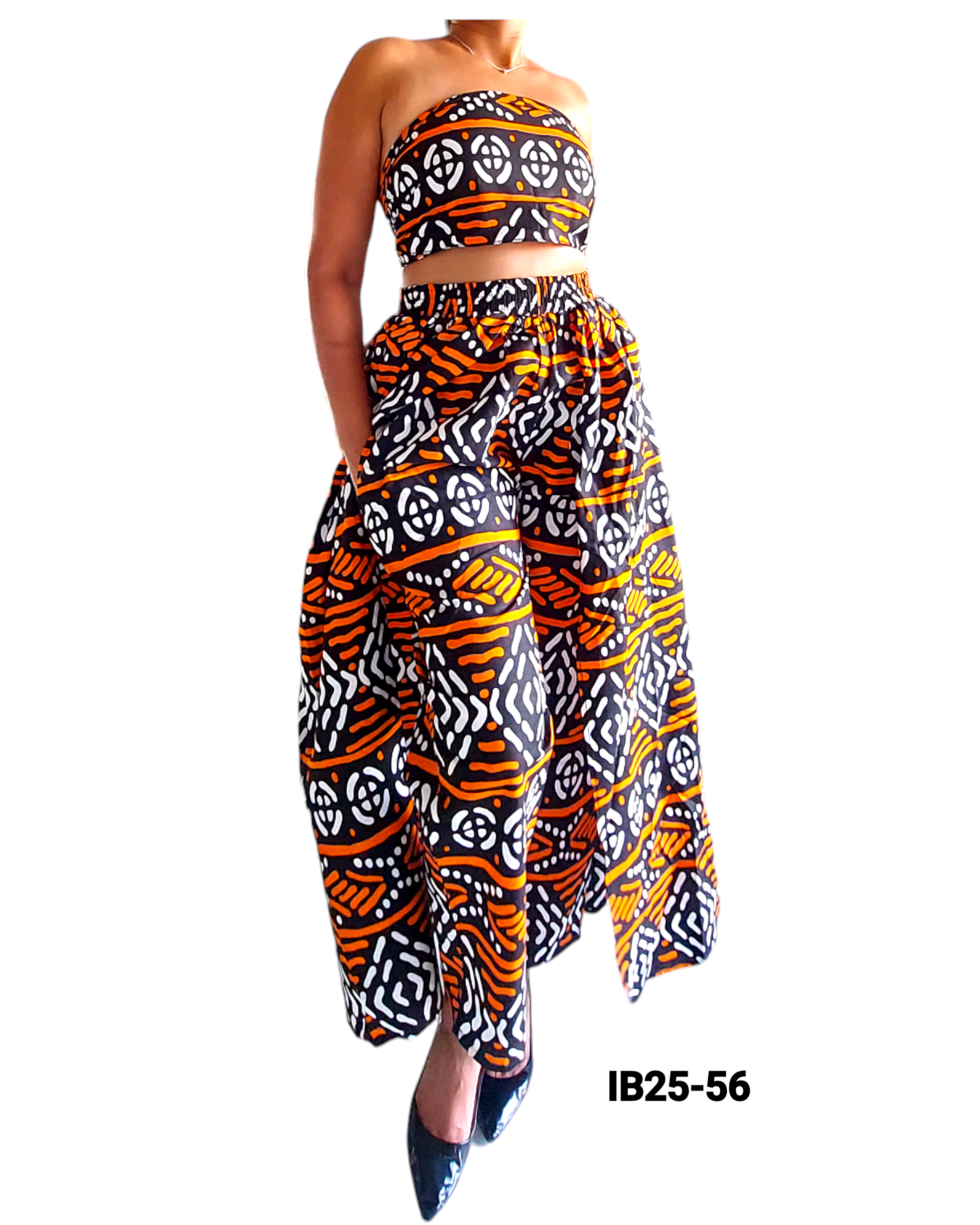 25 - Long Cape Pant / Orange Tribal Print