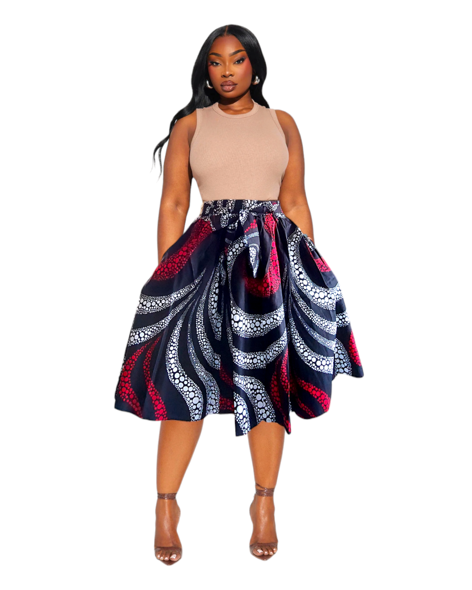 521 Mid Length skirt / Scarf - Swirl Print