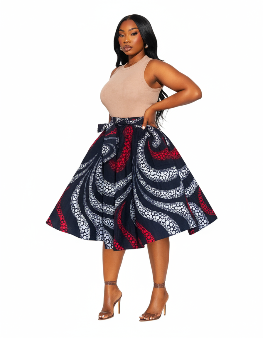 521 Mid Length skirt / Scarf - Swirl Print