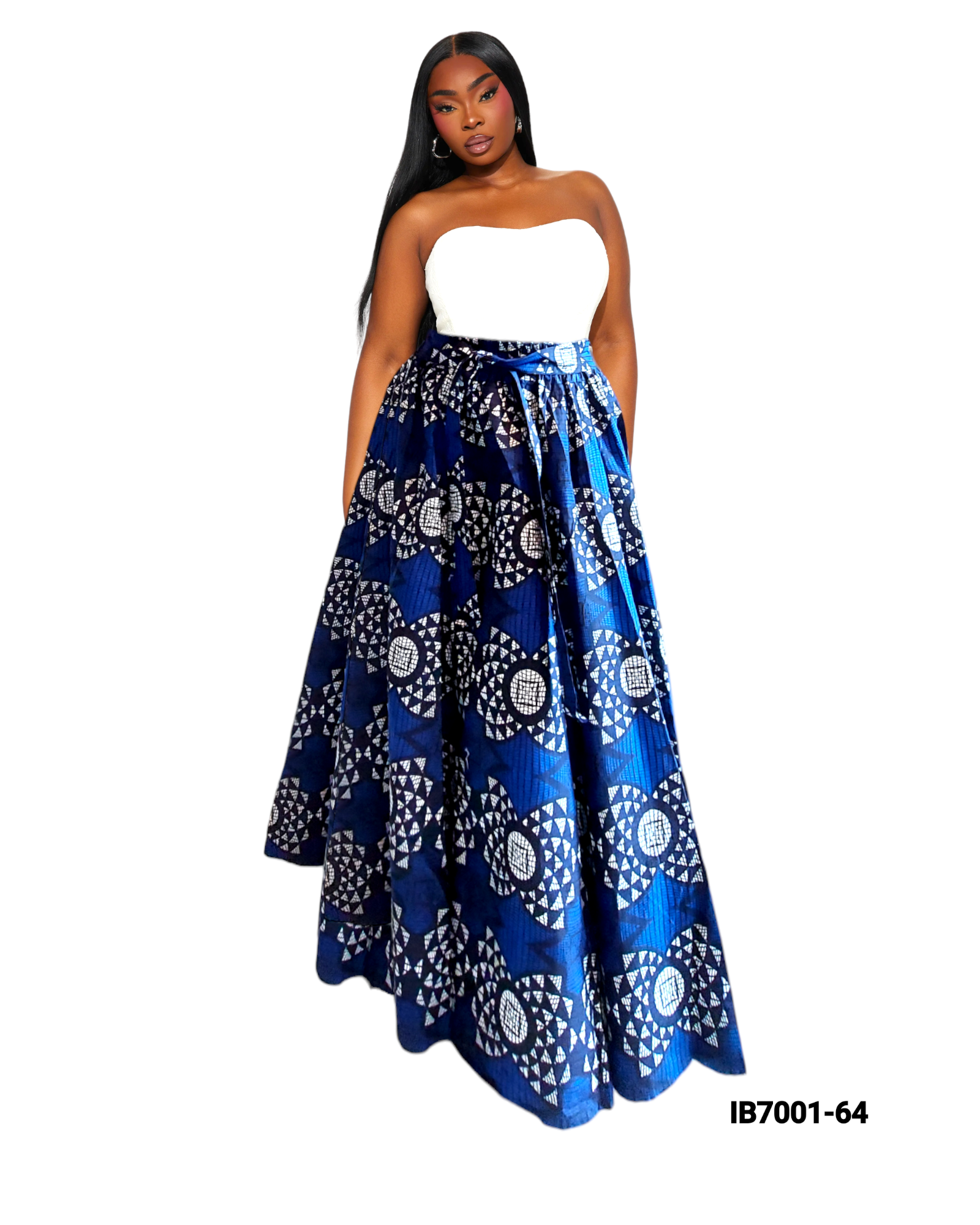 7001- Women Long Maxi Skirt- Blue