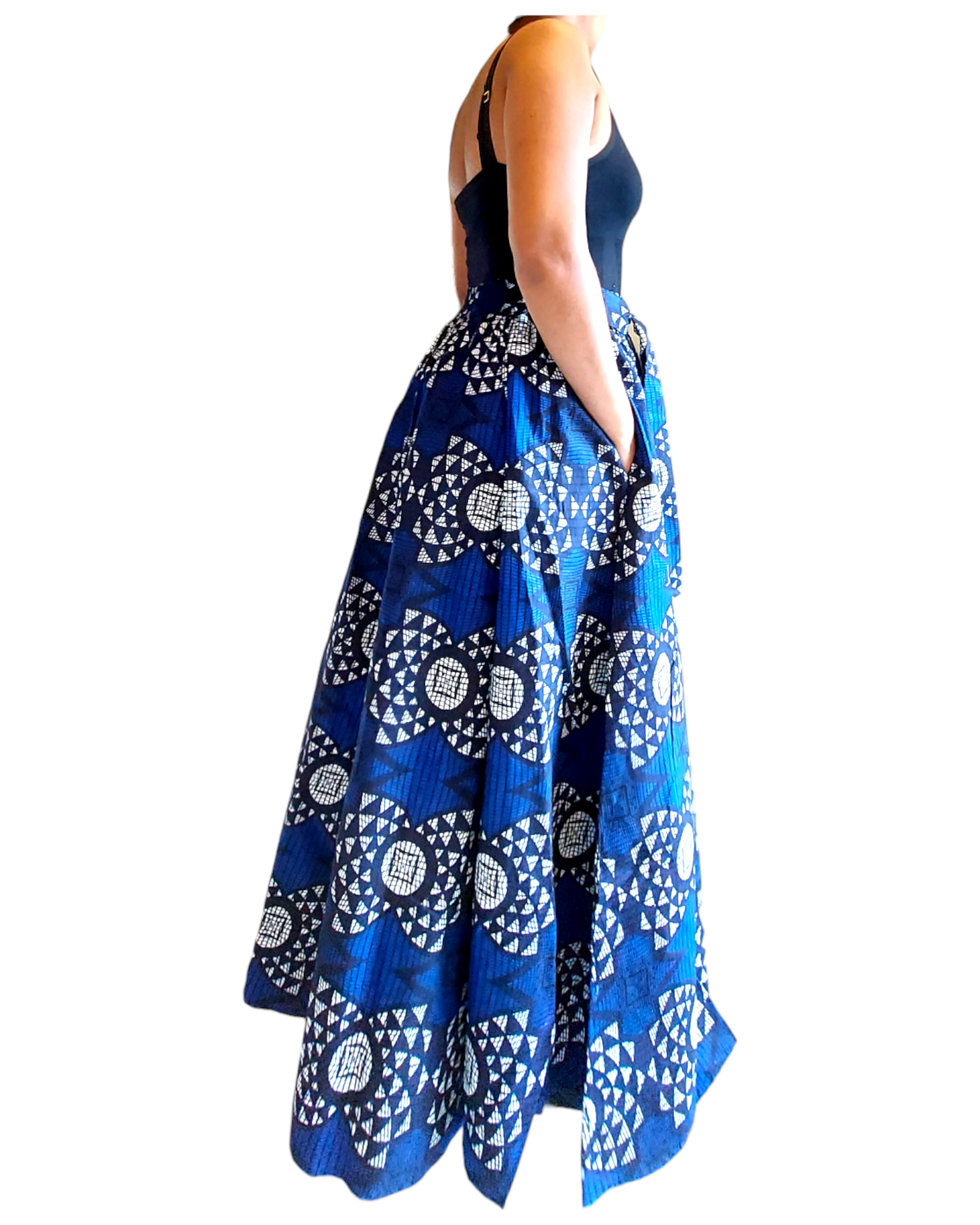 7001- Women Long Maxi Skirt- Blue