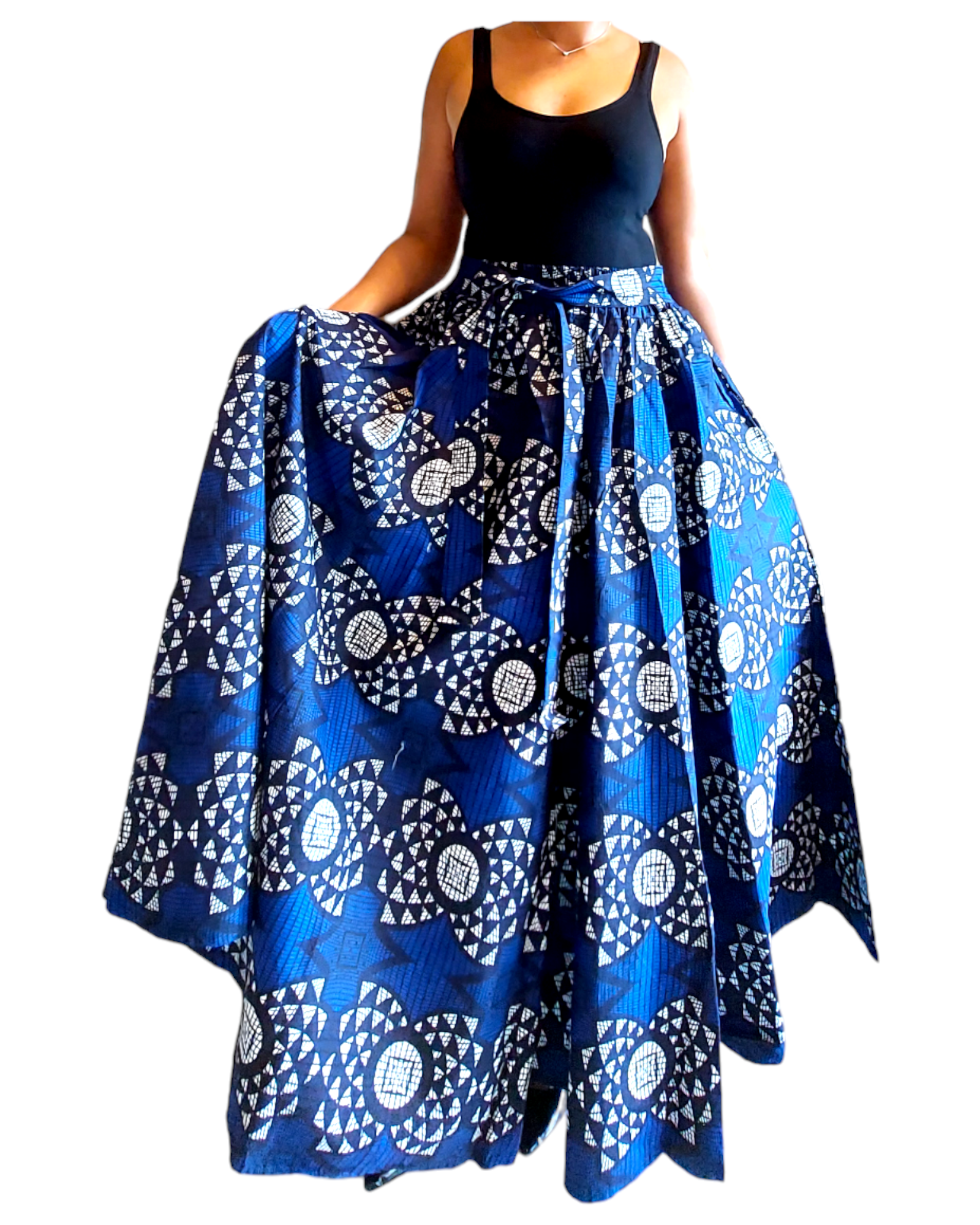 7001- Women Long Maxi Skirt- Blue