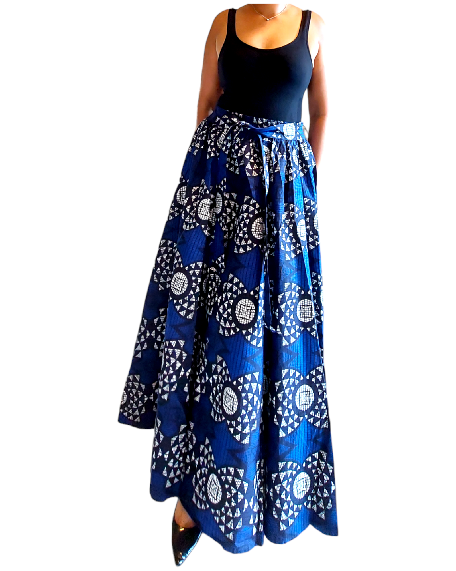 7001- Women Long Maxi Skirt- Blue