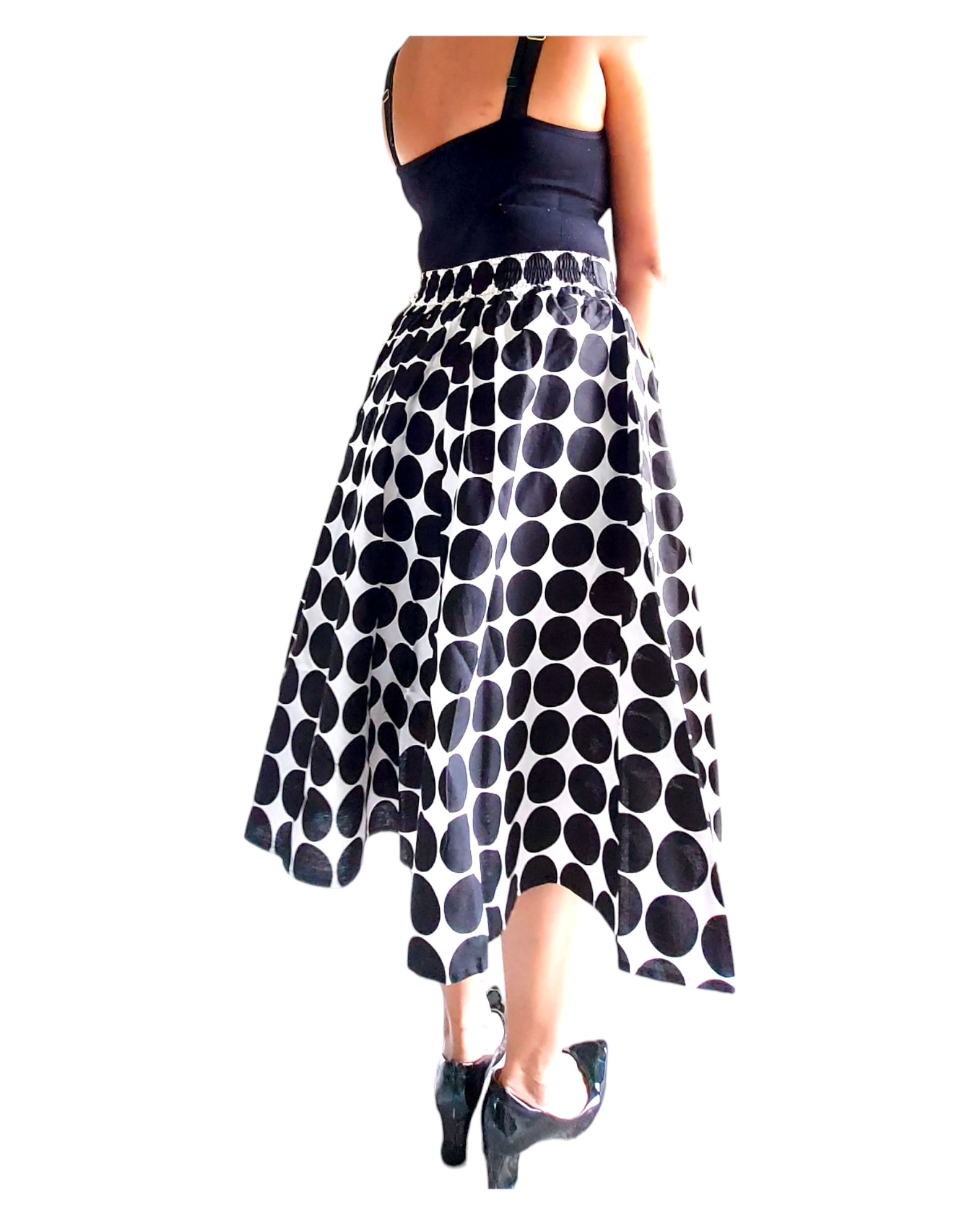 521 Mid Length Flared skirt- Polkadot