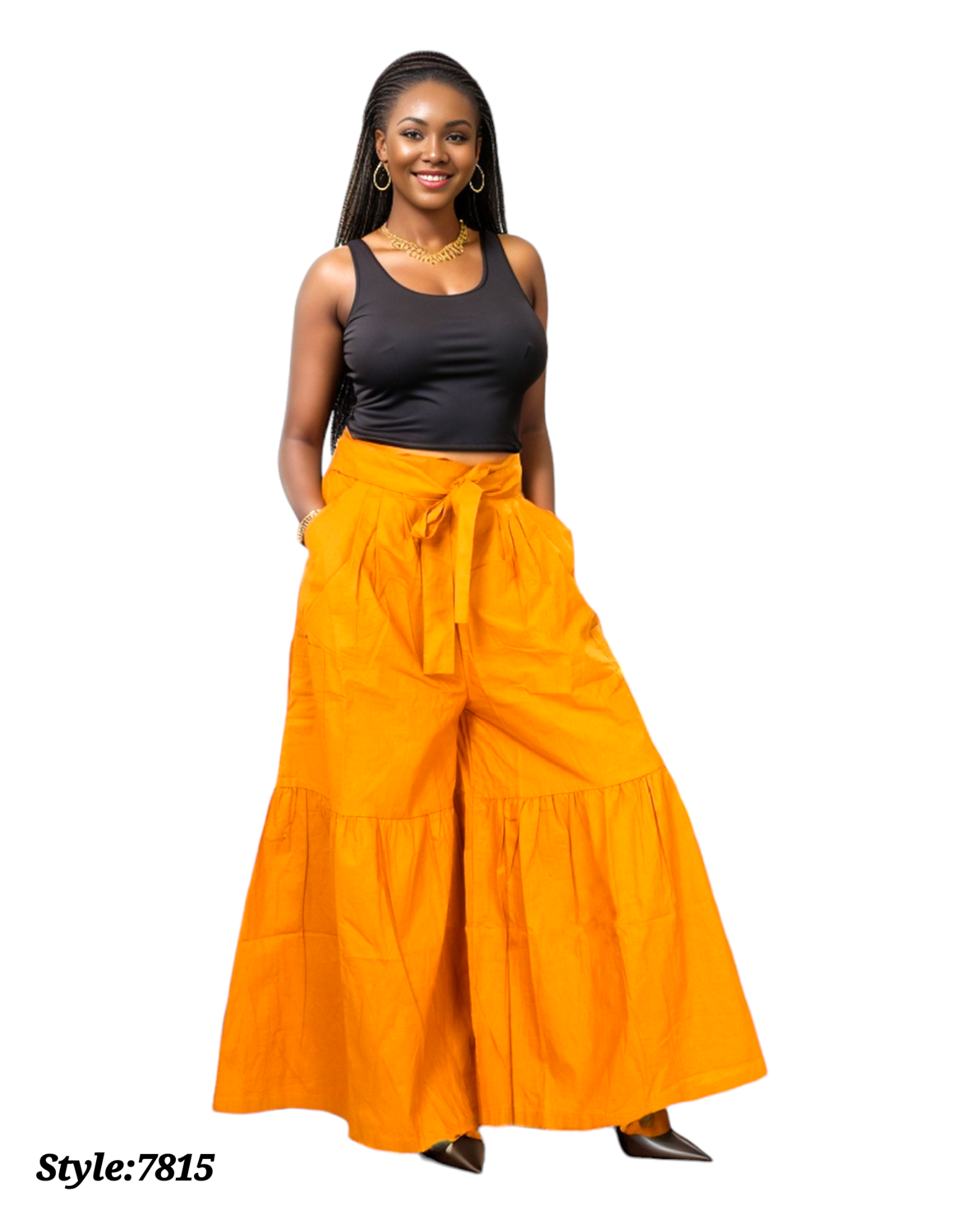 7815 Tiered Palazzo Mustard Pant