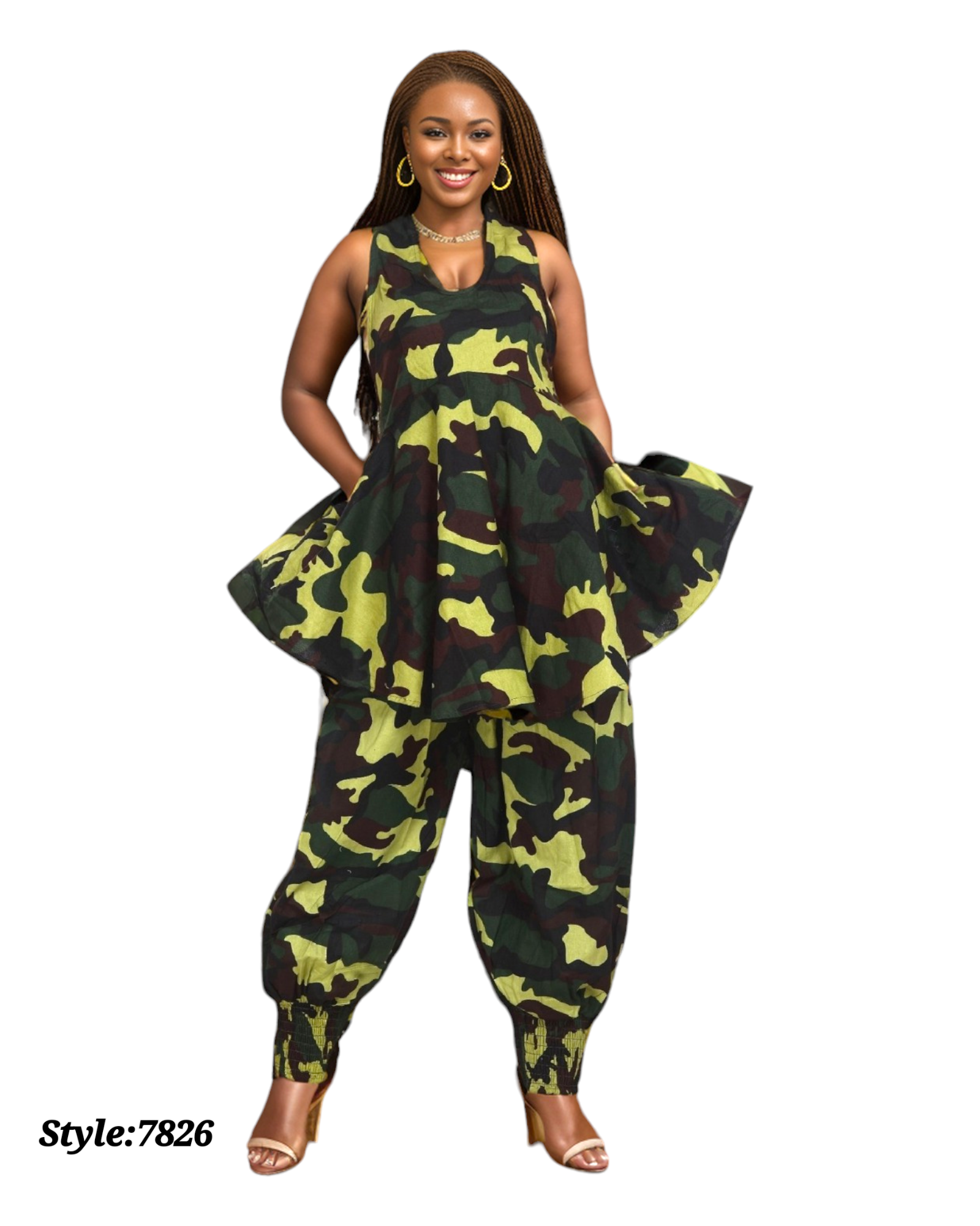 7826 Jogger Pant & Halter Top Set Camouflage