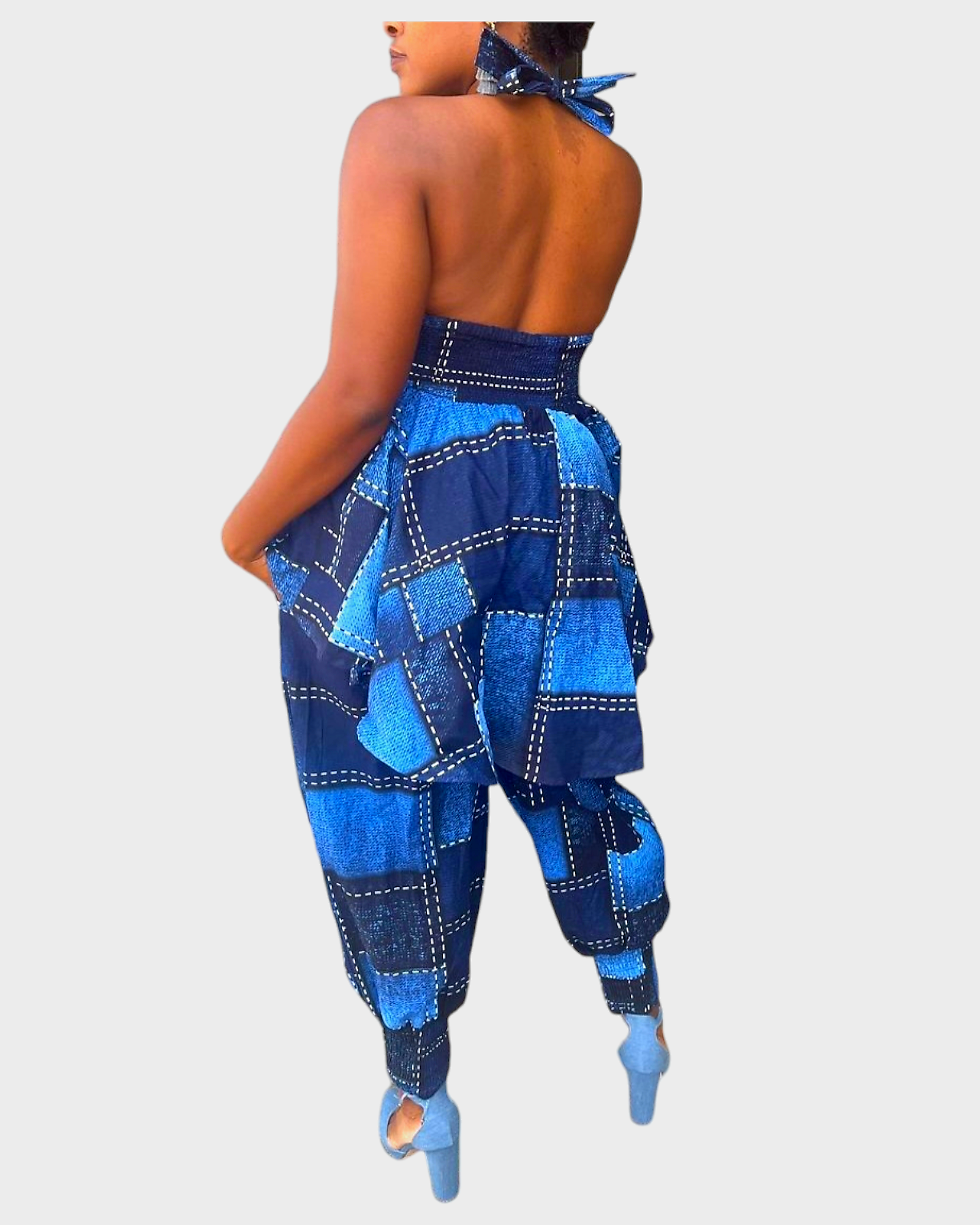 7826 Jogger Pant & Halter Top Set Blue