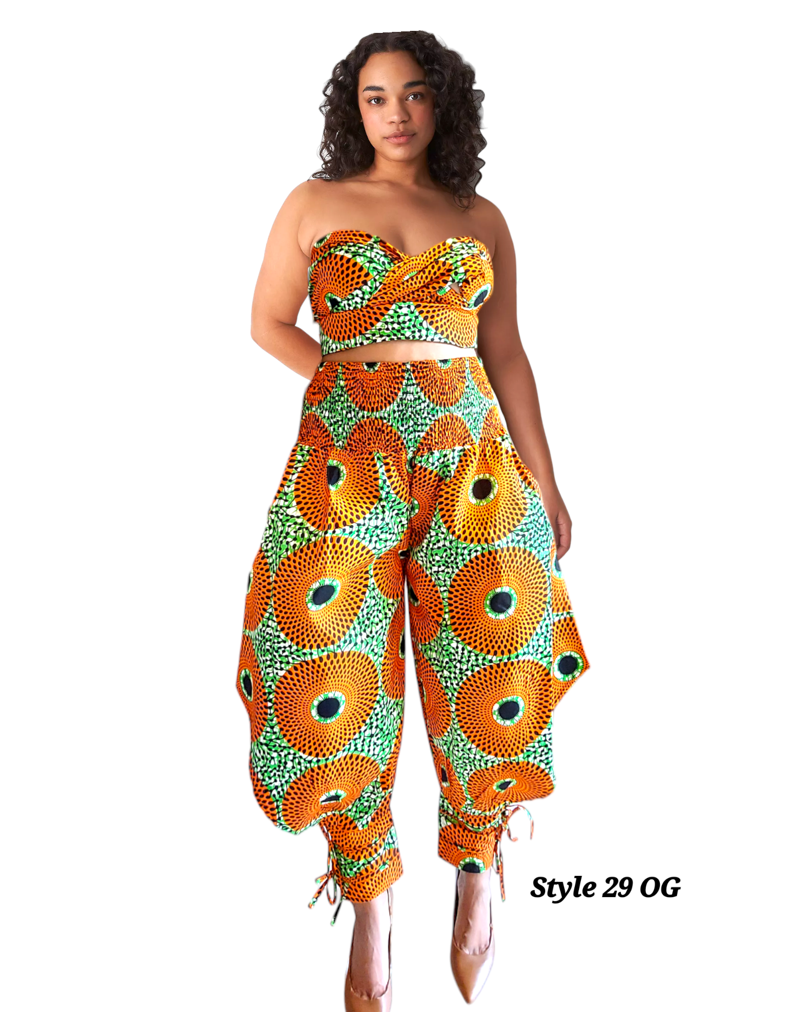 29 Harem Pant & Scarf-Orange/Green