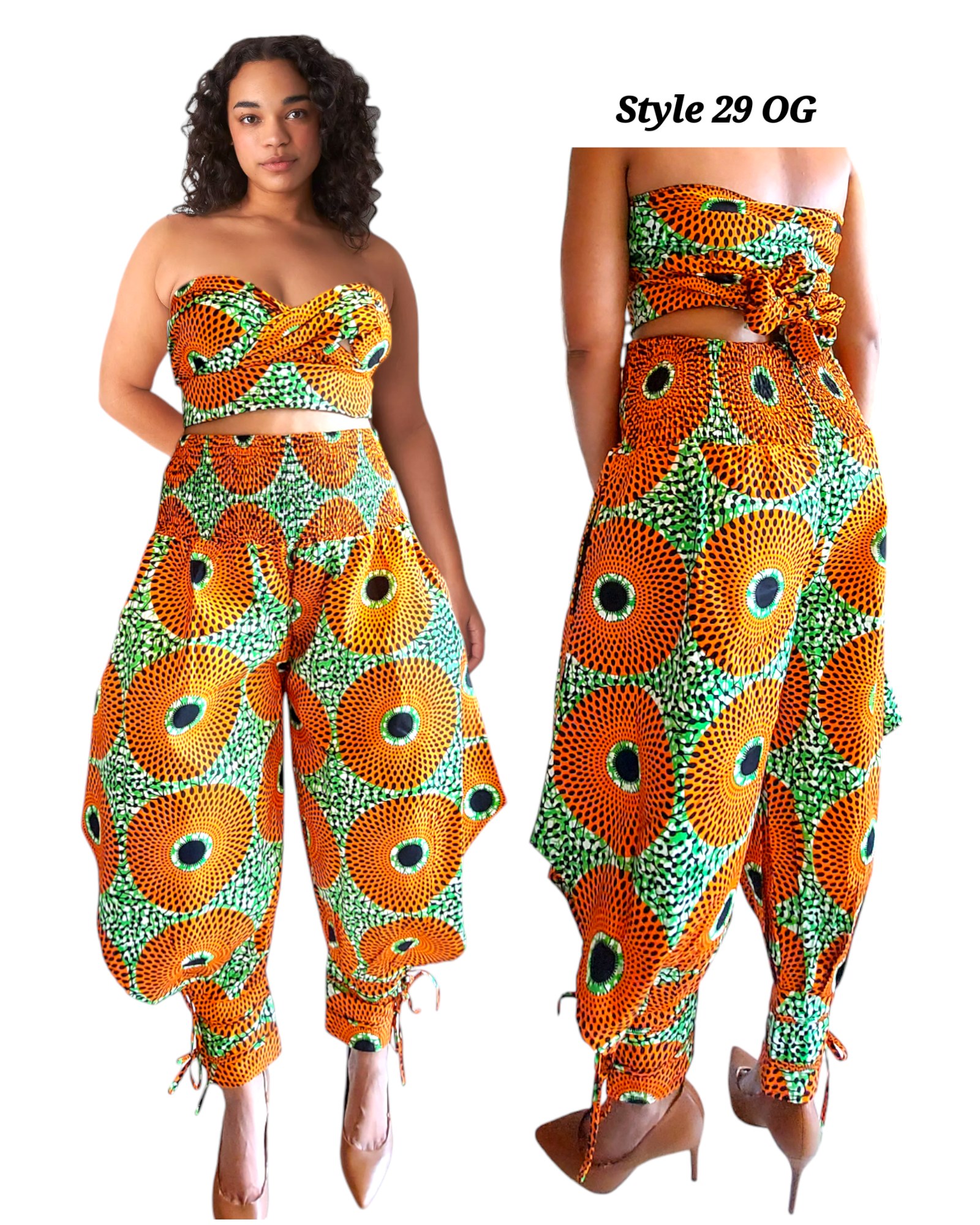 29 Harem Pant & Scarf-Orange/Green