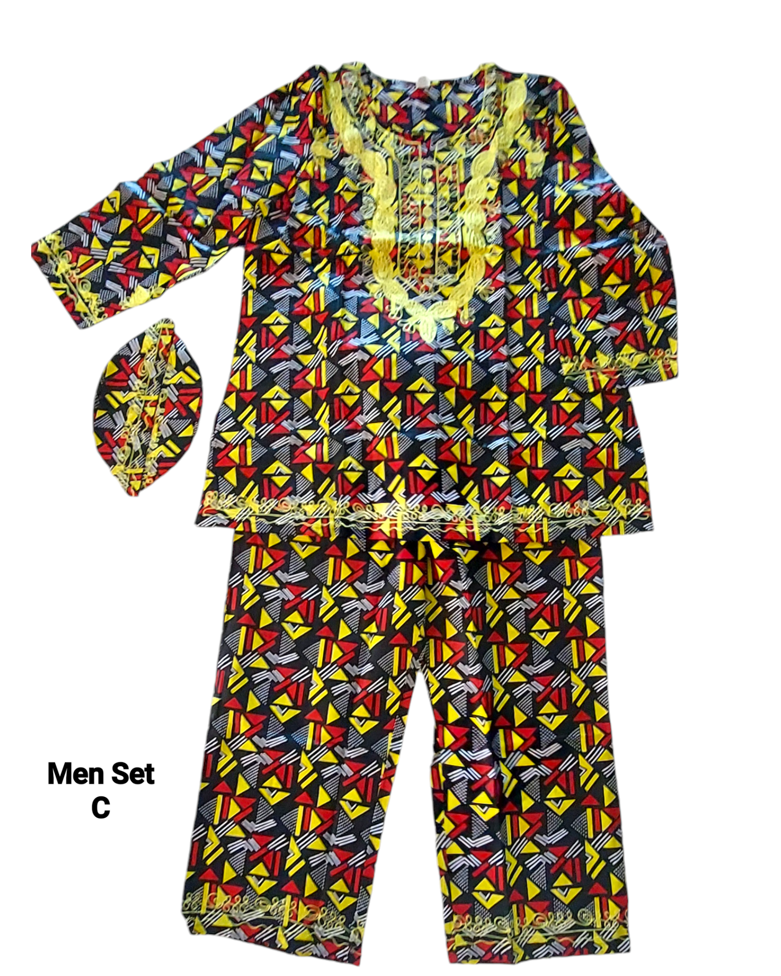 Men 3Pcs Pant Set/ African Print-C