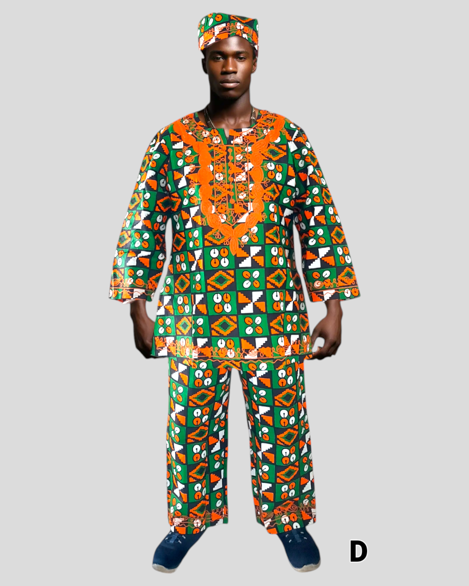 Men 3Pcs Pant Set/ African Print-D