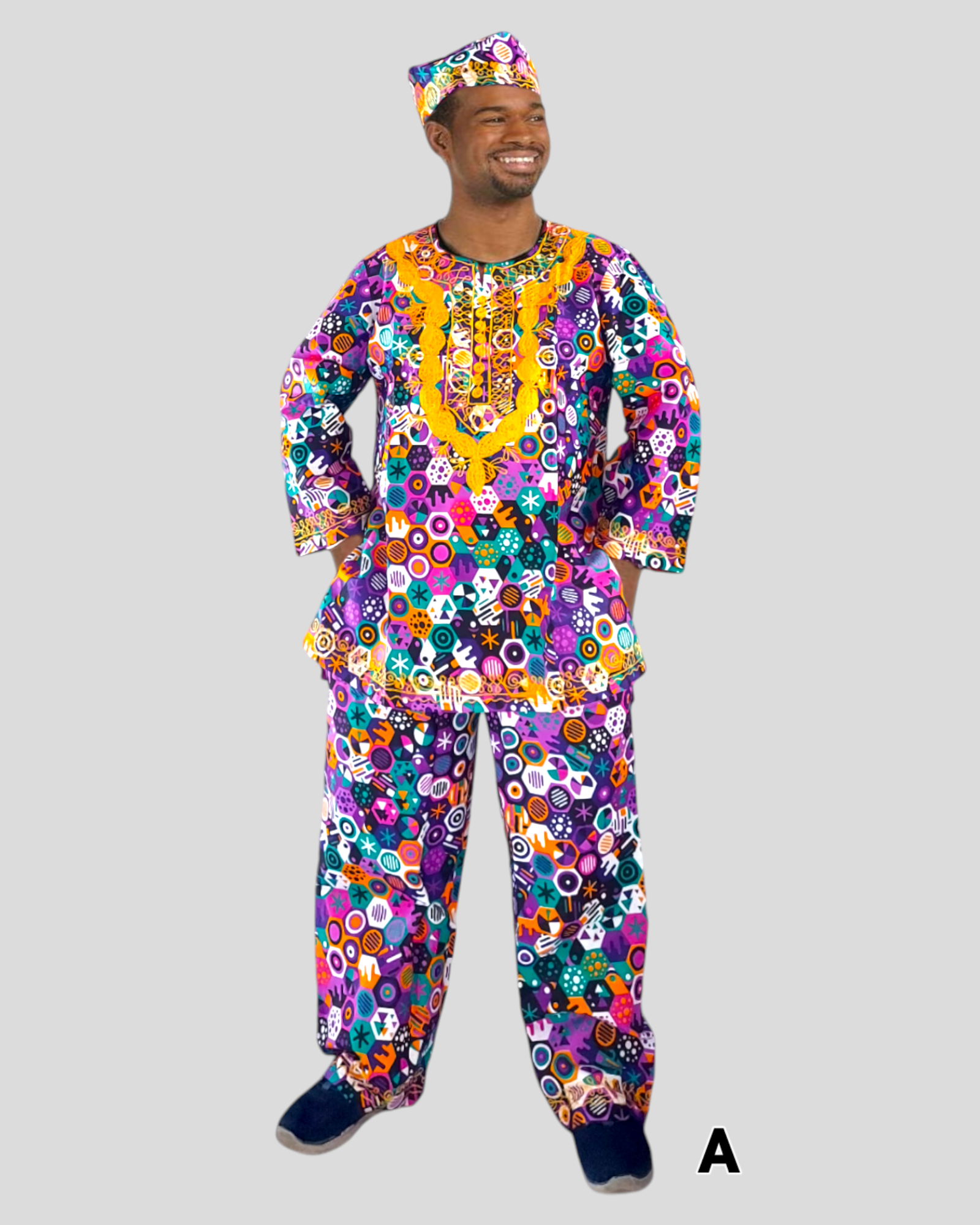 Men 3Pcs Pant Set/ African Print-A