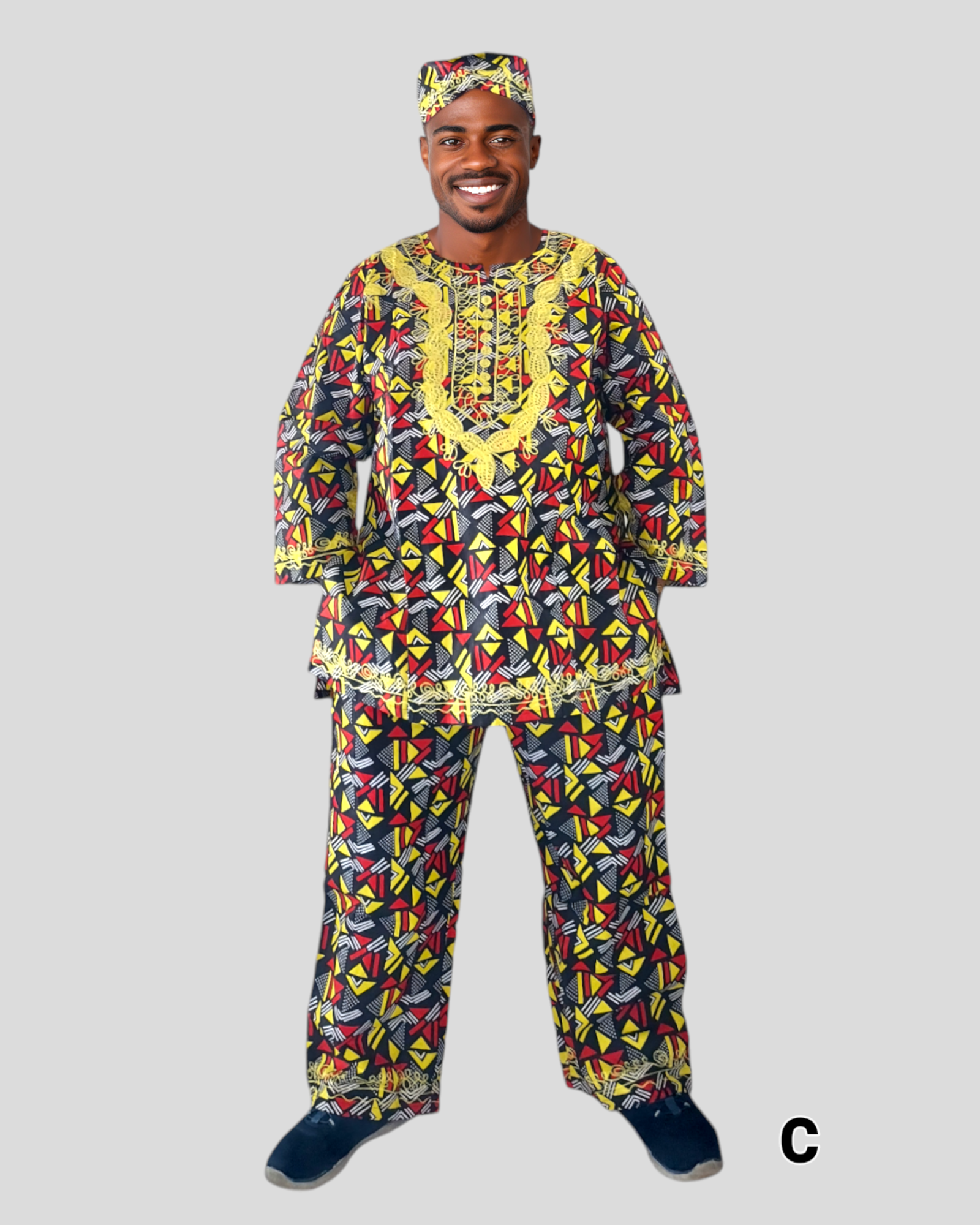 Men 3Pcs Pant Set/ African Print-C