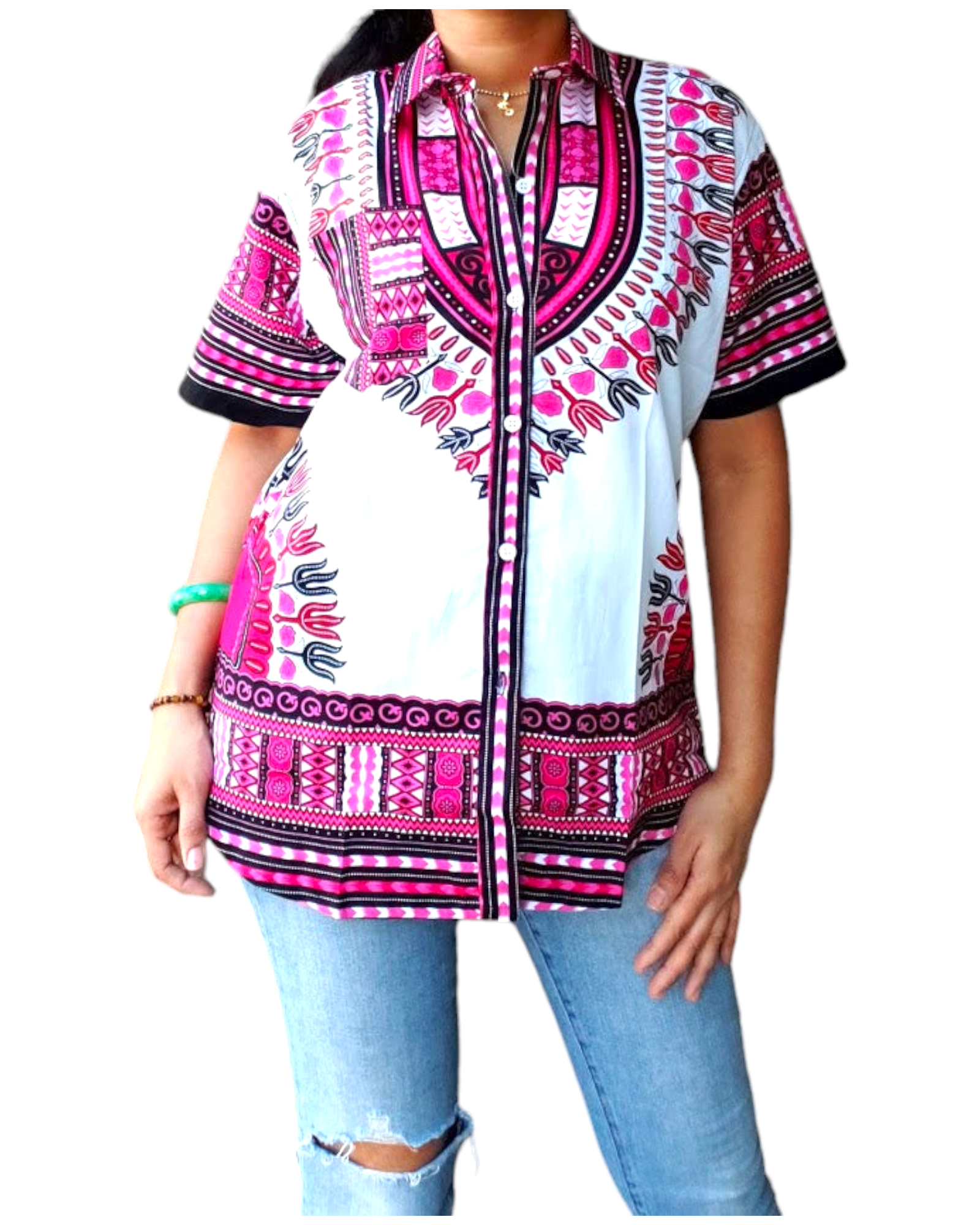 #586- Unisex Button Down Shirt- Dashiki