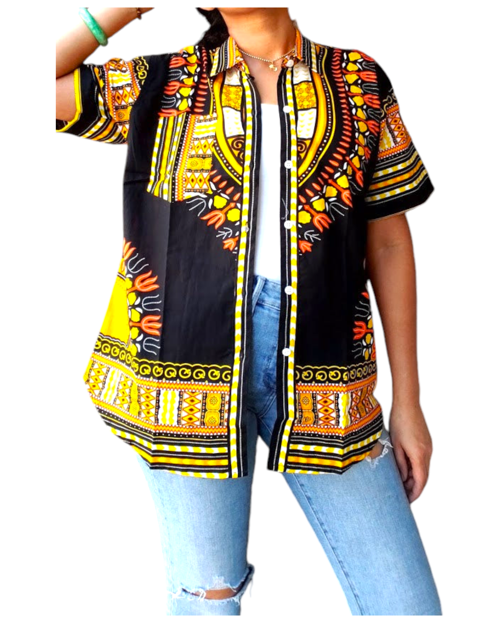 #586- Unisex Button Down Shirt- Dashiki