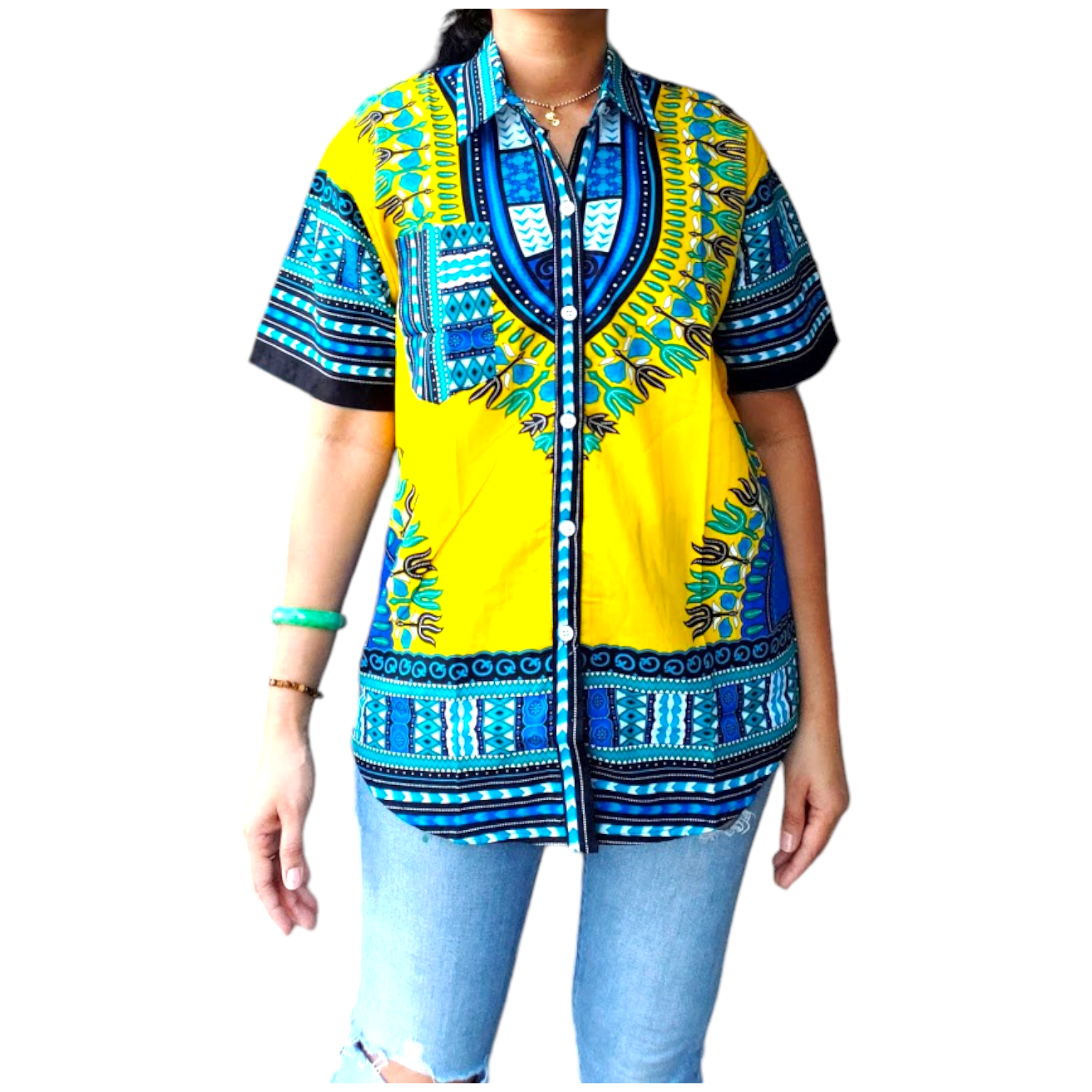 #586- Unisex Button Down Shirt- Dashiki