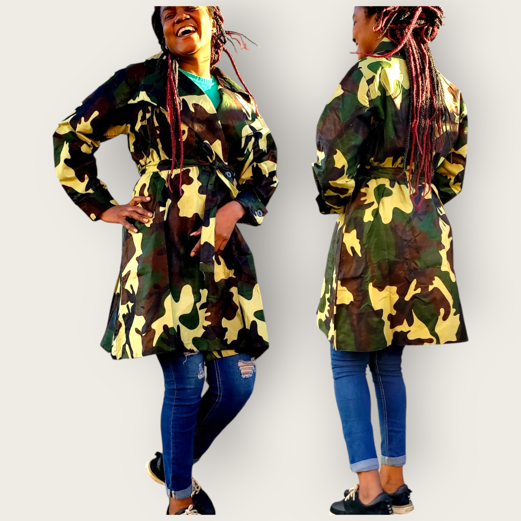 #7030- CAMOUFLAGE TRENCH COAT