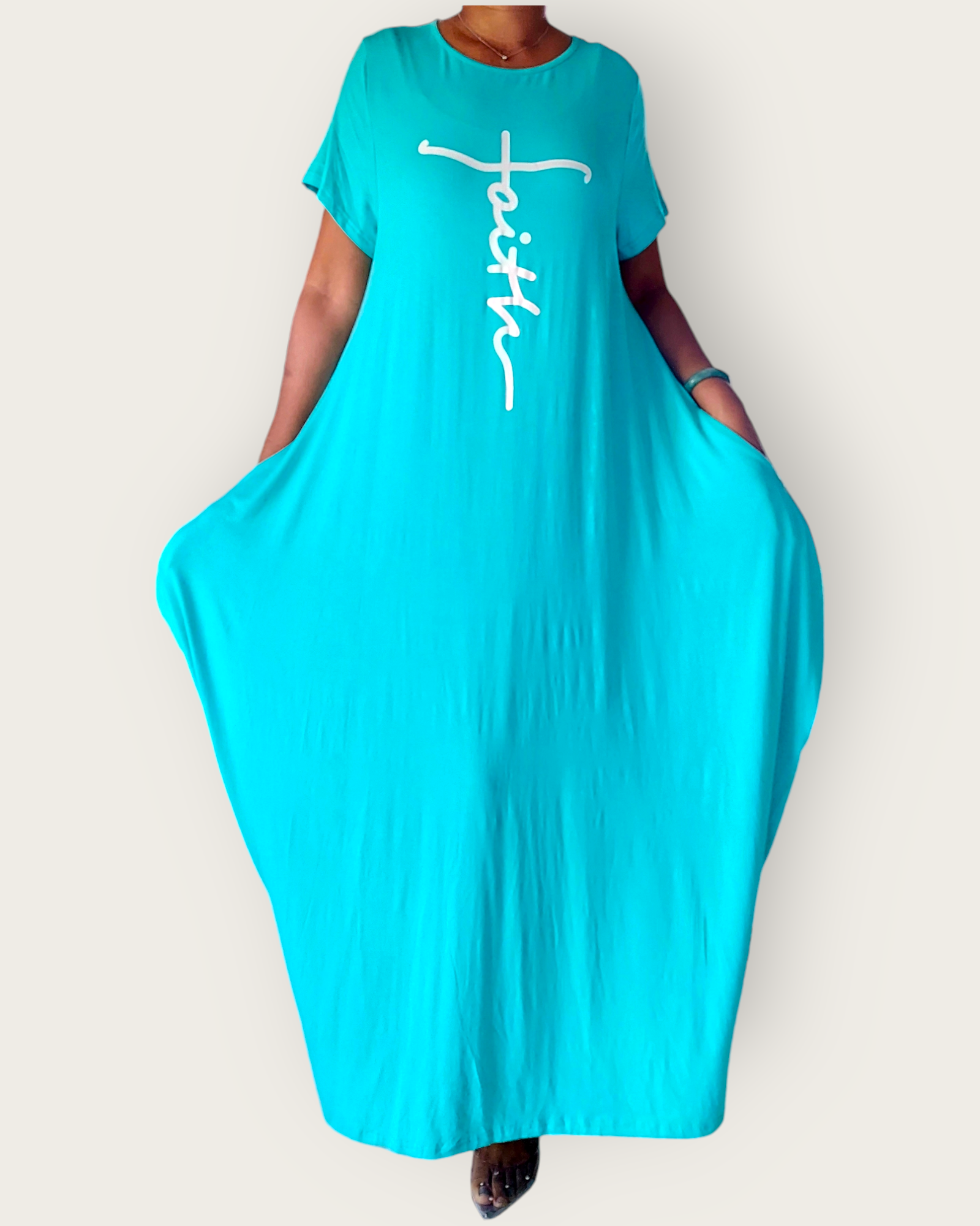 Faith Bubble  Jersey  Dress/Short Sleeve /Aqua 2022SS