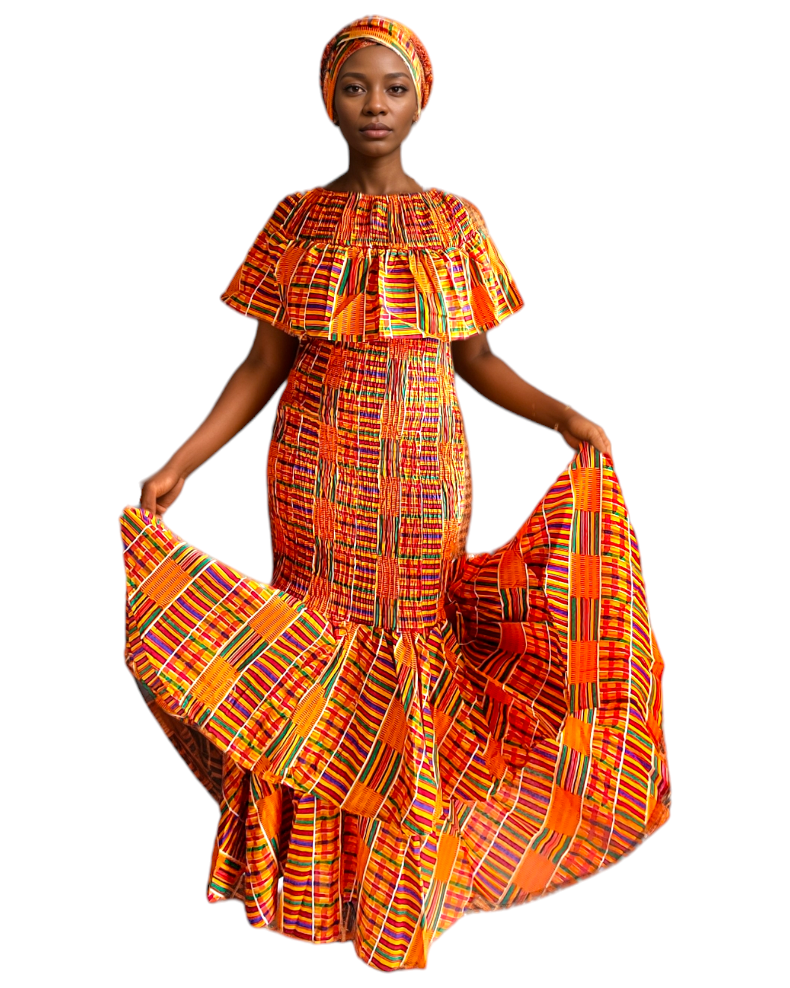 kente mermaid dress Queen Azokam Mermaid Dress (Stretchy Women's Mermaid Dress made In African Ankara Dashiki Kente Multicolored Print Fabric)