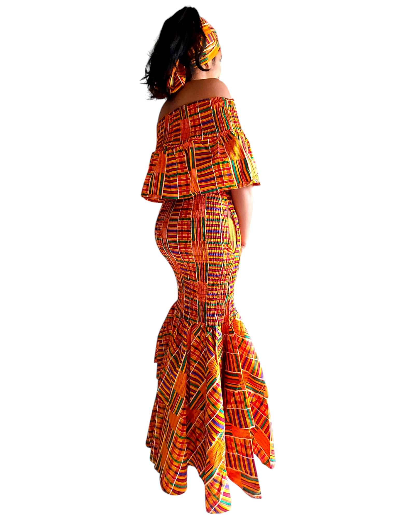 Smock Mermaid Dress - 2289 Yellow Kente