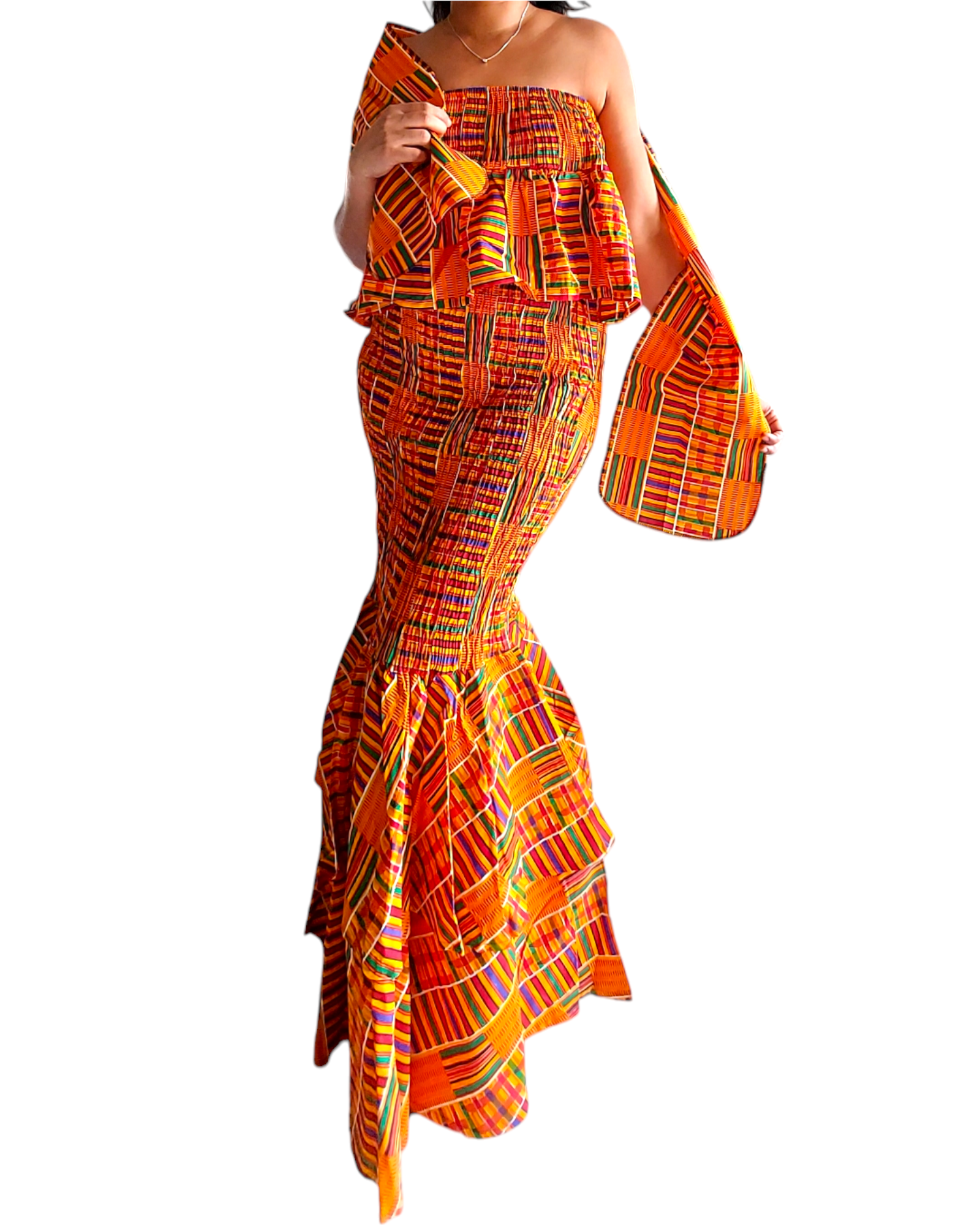 Smock Mermaid Dress - 2289 Yellow Kente