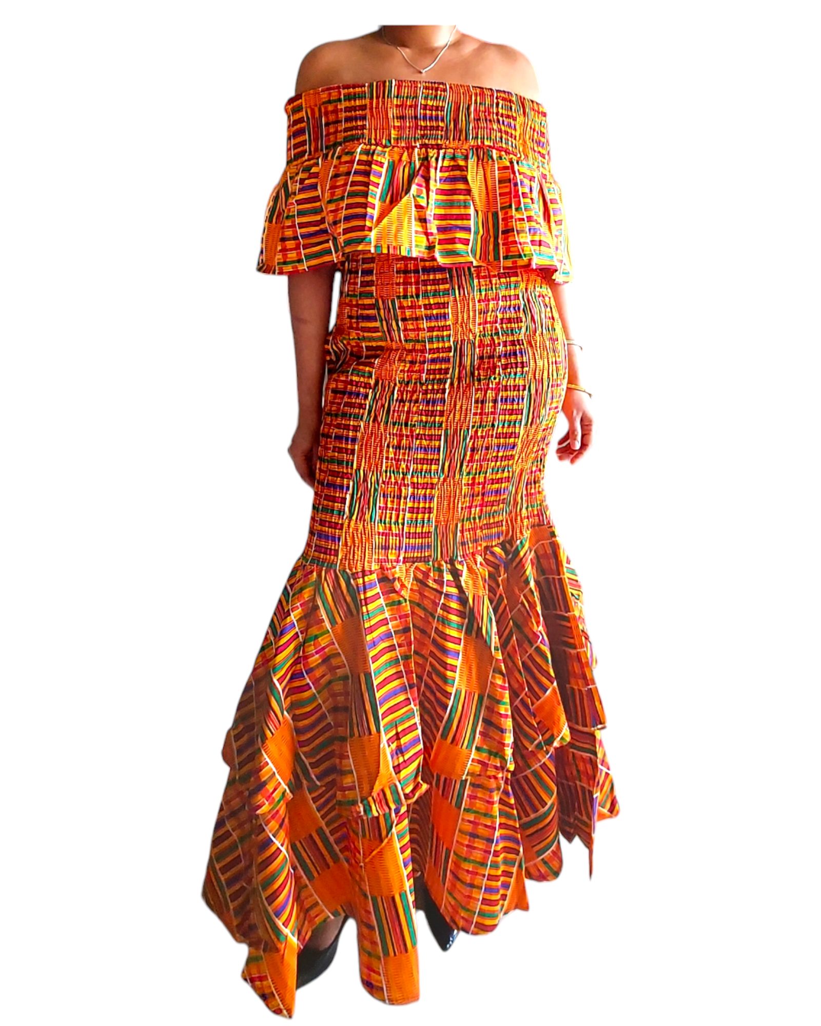 Smock Mermaid Dress - 2289 Yellow Kente