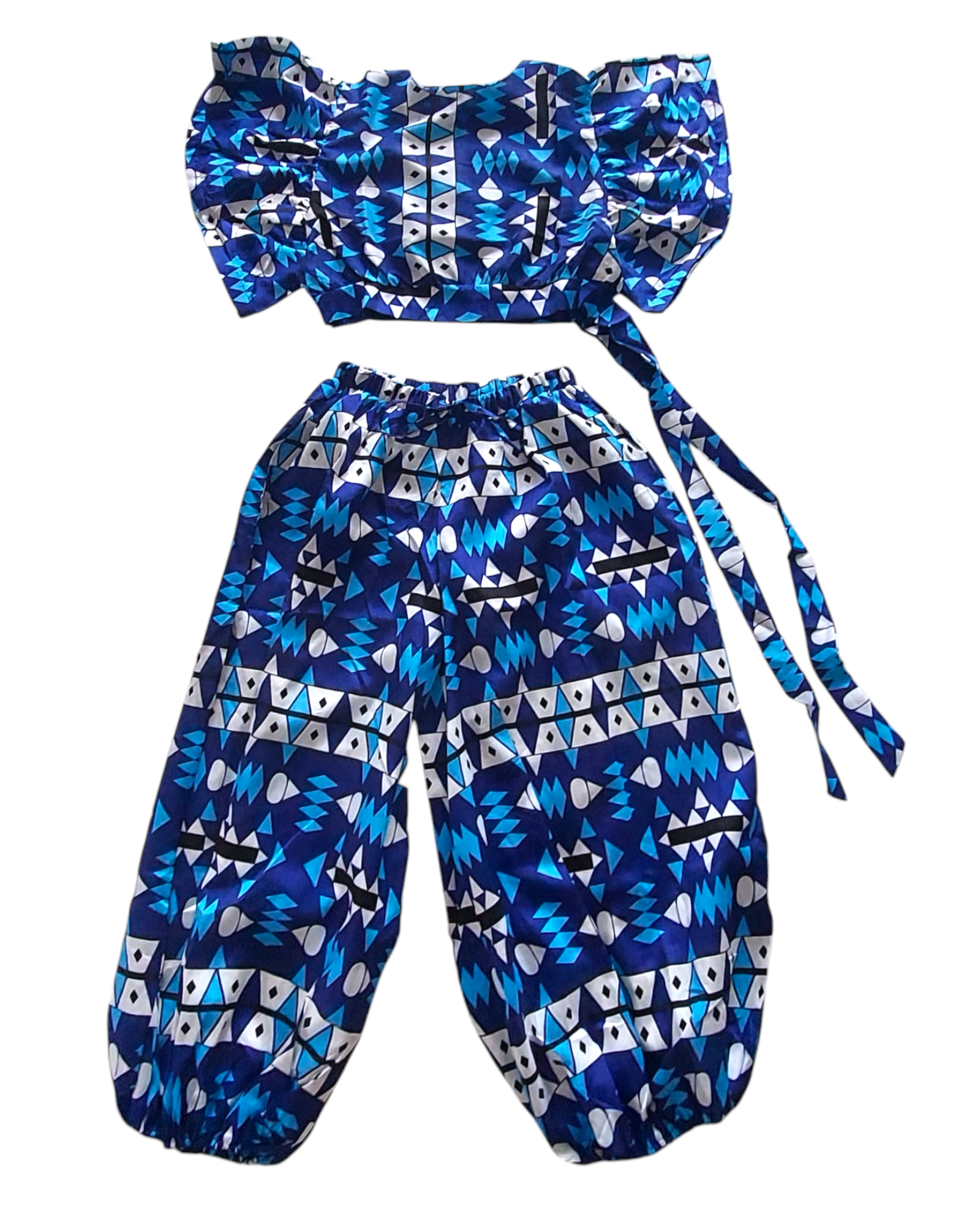 Faux Silk Set / Harem Pant & Crop Top Set / Printed 310-607E