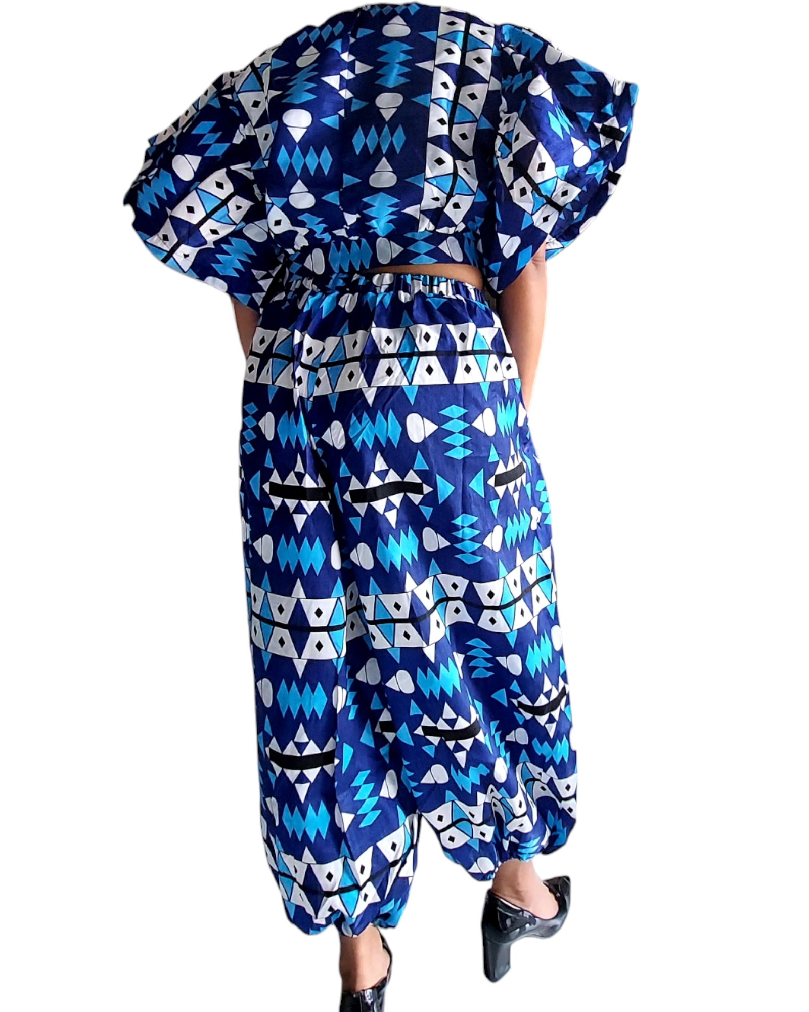 Faux Silk Set / Harem Pant & Crop Top Set / Printed 310-607E