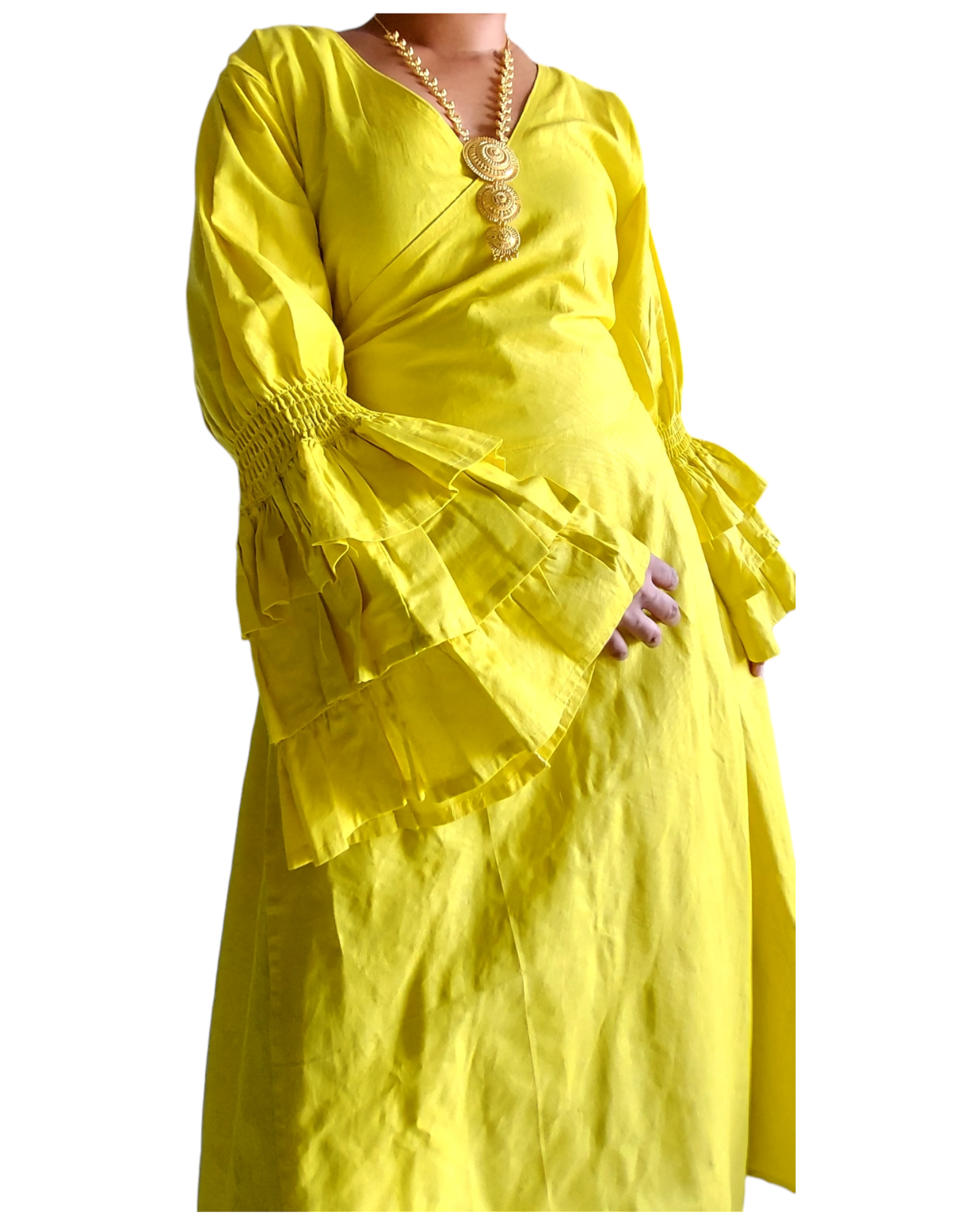 Embossed Wrap Dress - 1103 Yellow