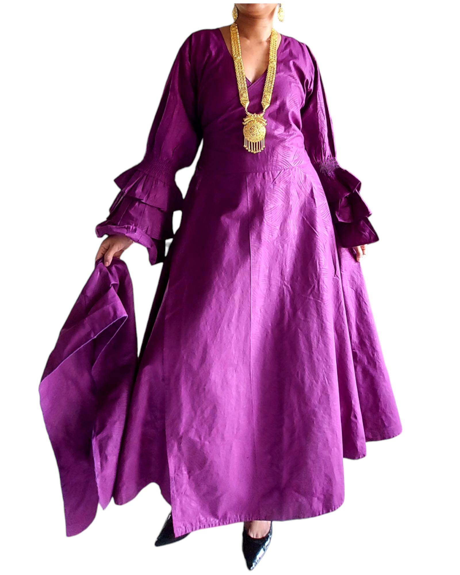 Embossed Wrap Dress - 1103 Purple