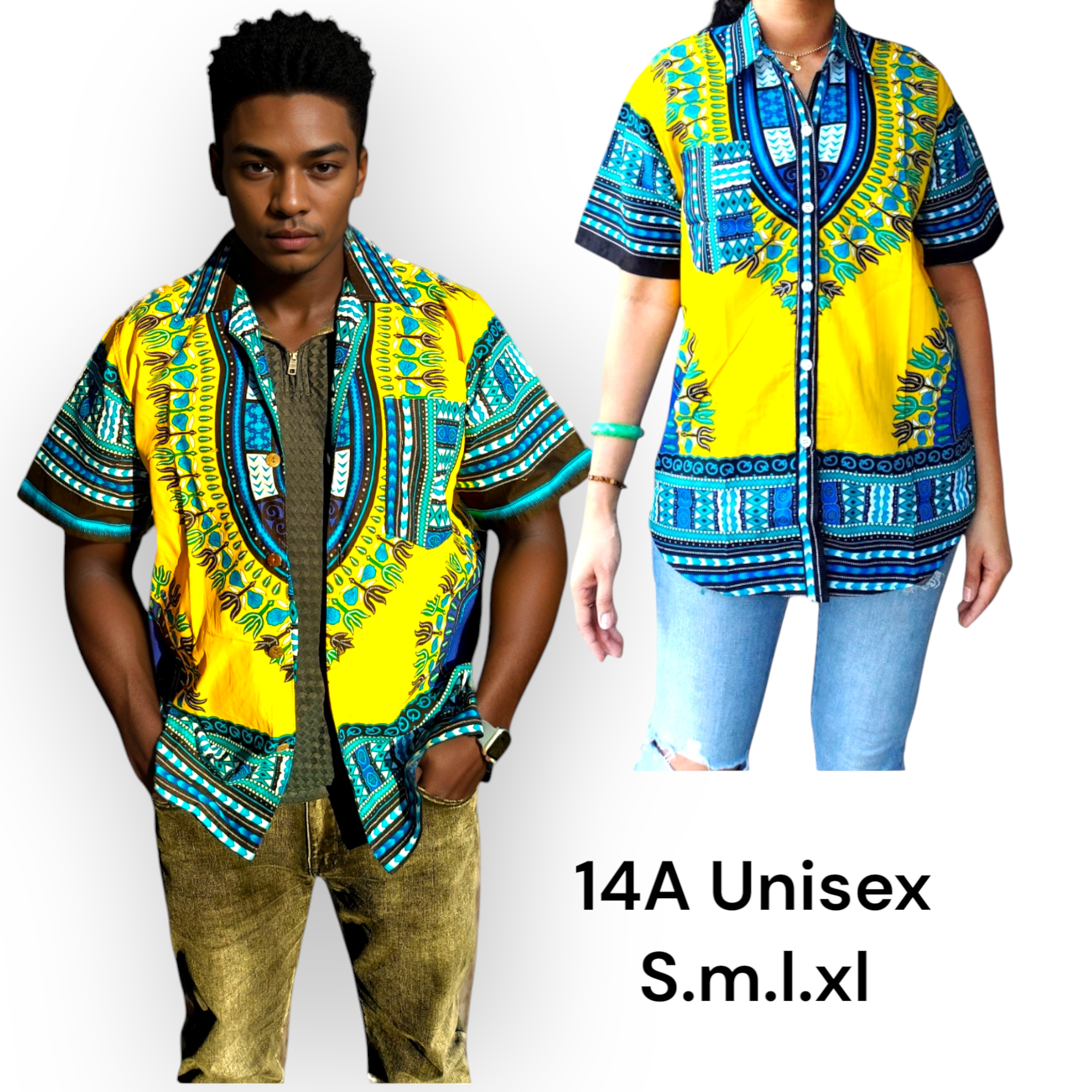 #586- Unisex Button Down Shirt- Dashiki