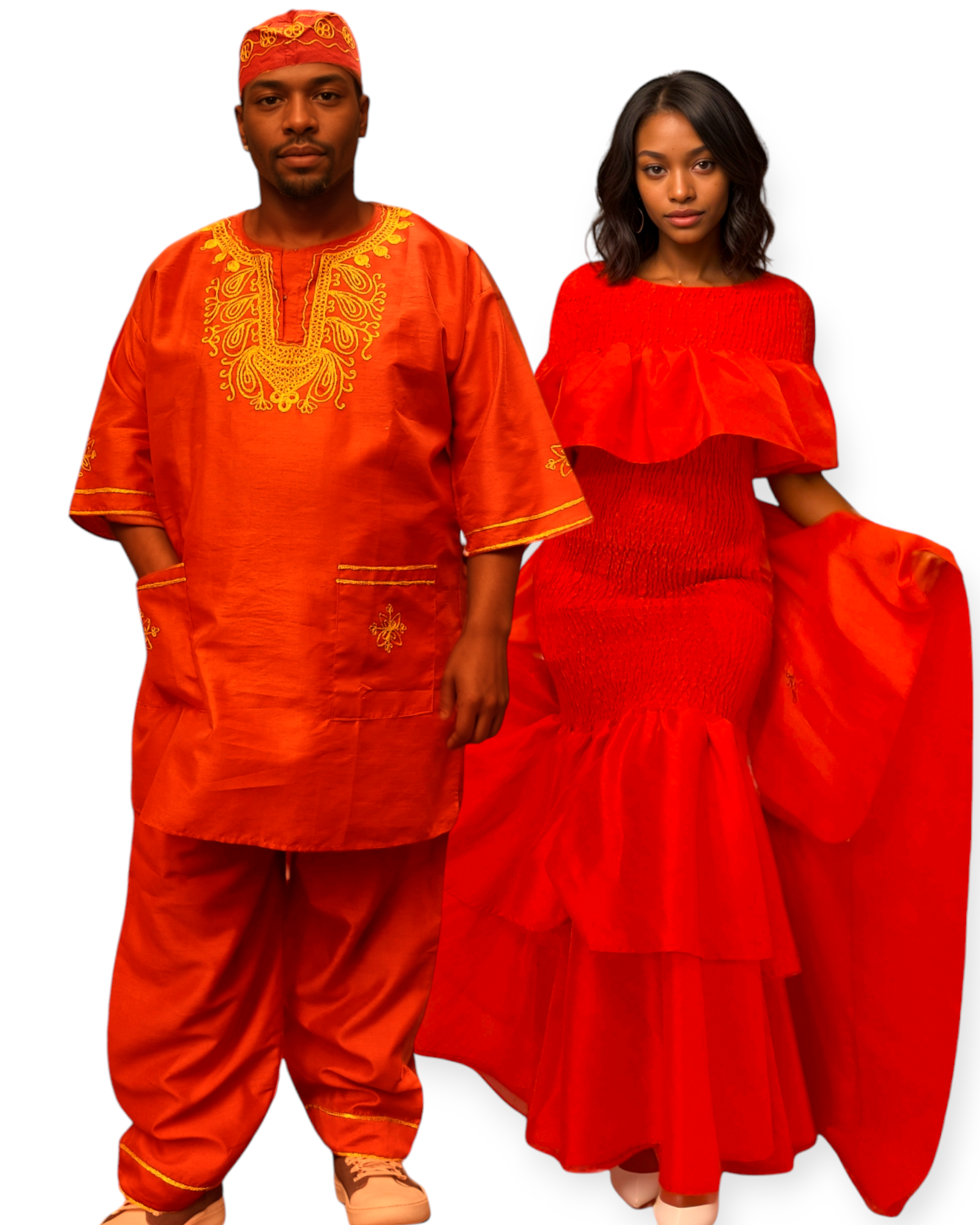 Couples Matching Sets Faux Silk- Red