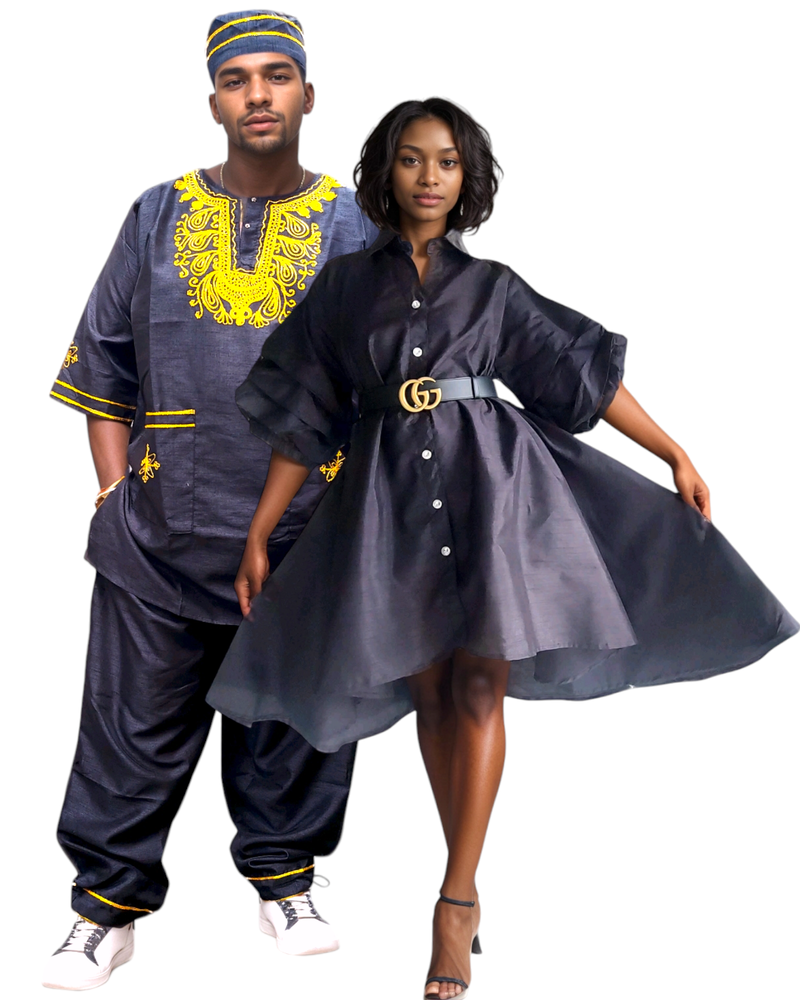 Couples Matching Faux Silk Set- Black