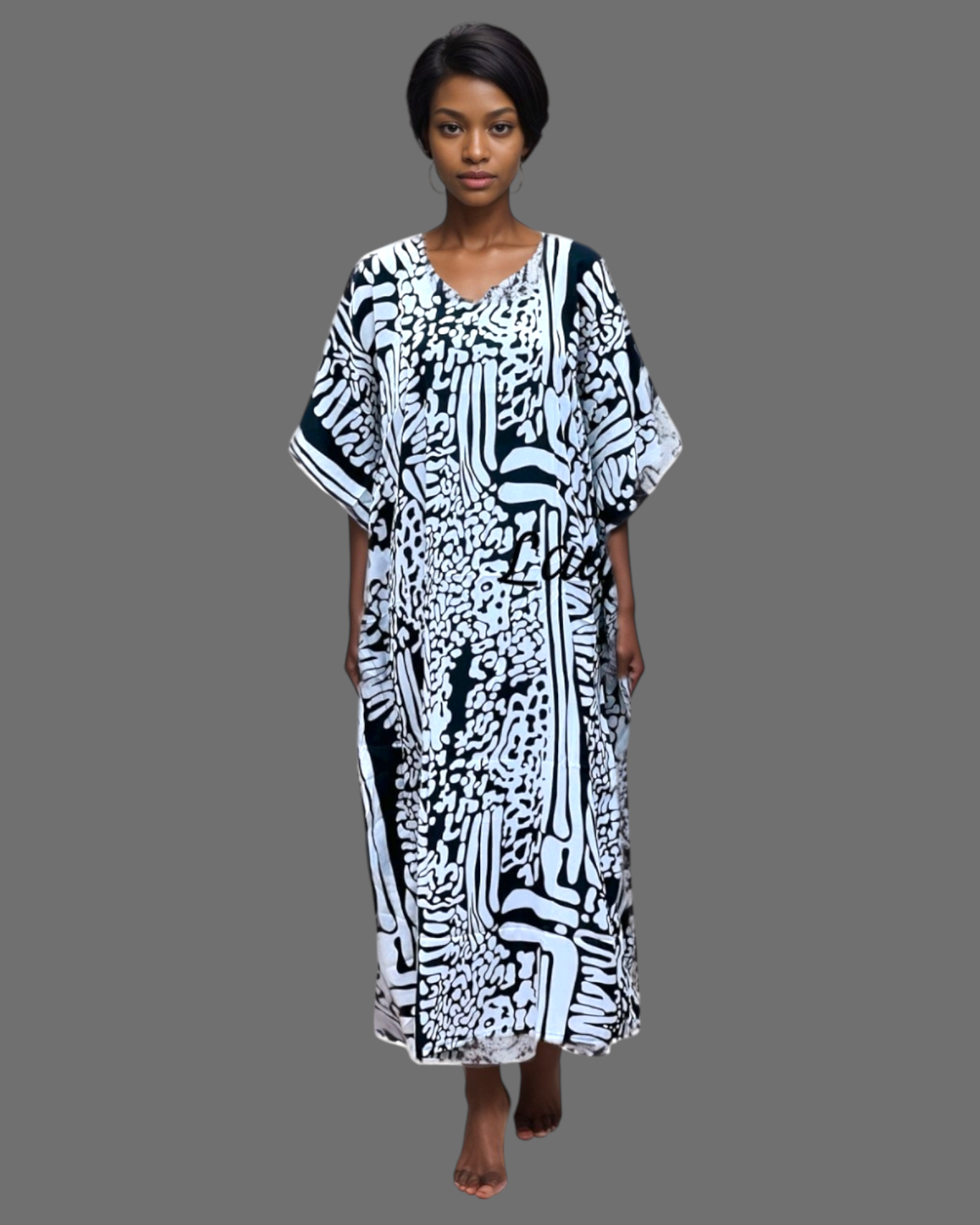 Women Afro Print Kaftan Dress-1427