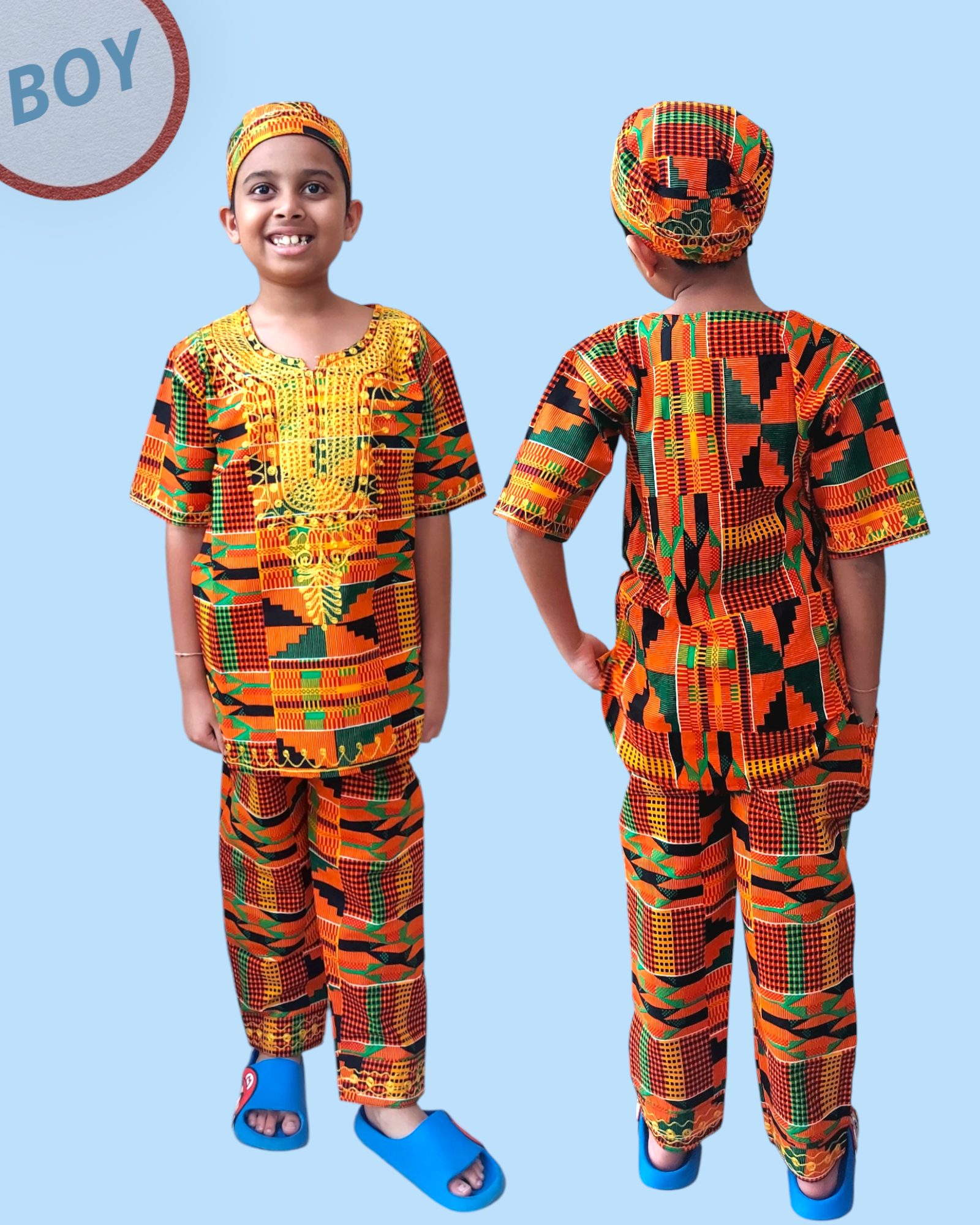 Boys 3 Pcs Set/ Pant/Tunic/Kufi Hat B