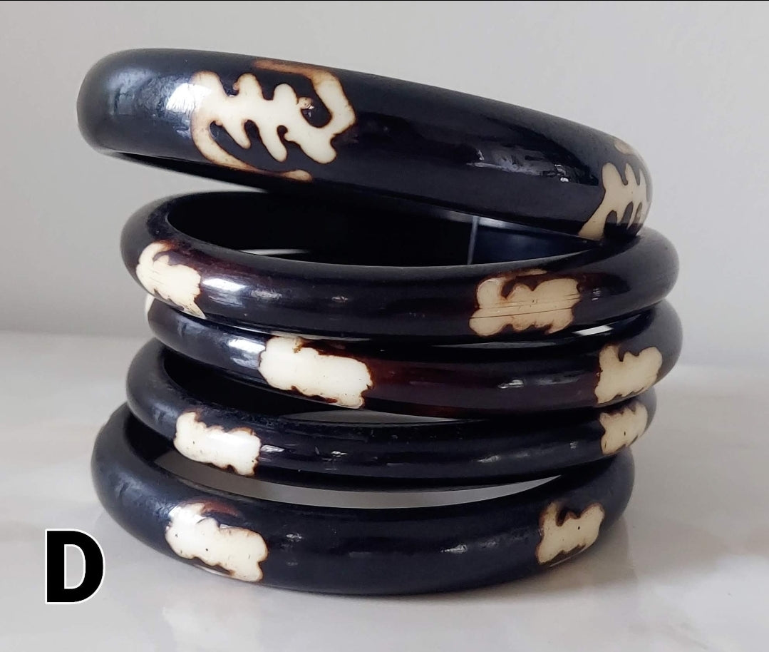 5 Pcs Stacable Bangles Set / African Symbol