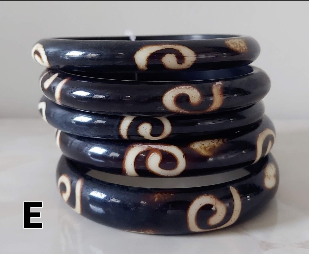 5 Pcs Stacable Bangles Set / African Symbol