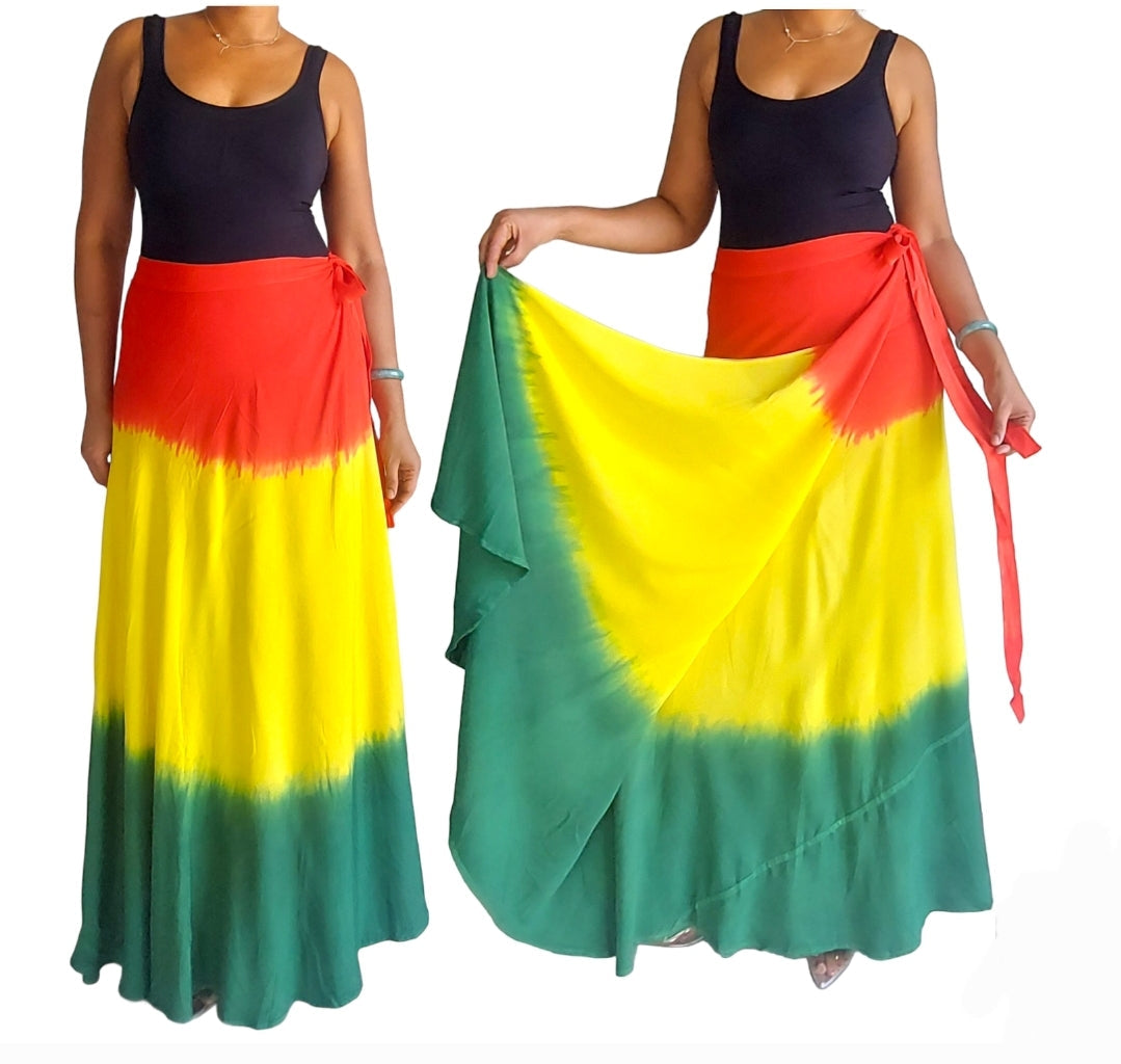 Tie-Dye Wrap Skirt / Rasta- 785