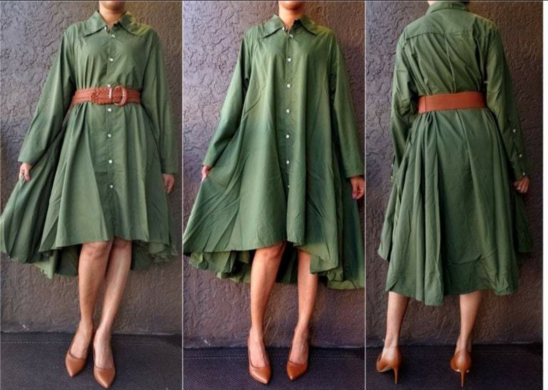 7042 Swing Dress - Olive