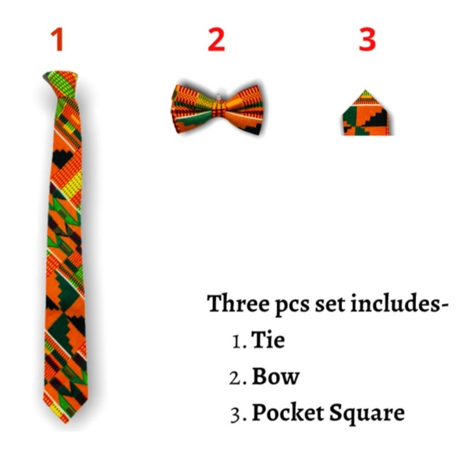 3 Pcs Bow tie Set-Traditional Kente Print