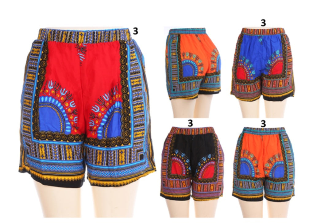 Ladie's Dashiki Print Shorts - JY3860