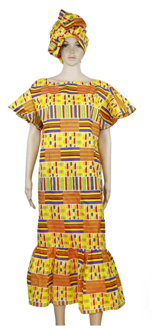 Woman Long  Dress- Traditional Kente Print