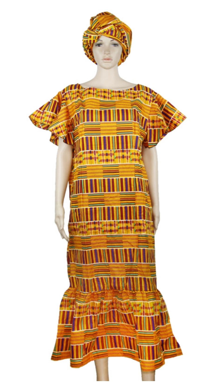 Woman Long  Dress- Traditional Kente Print