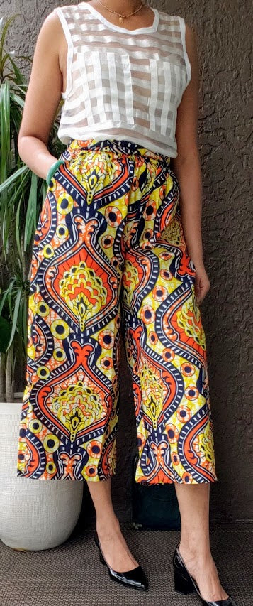 #2675 Women African  Printed Capri Pant