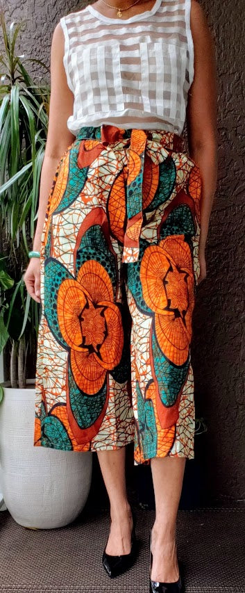 #2675 Women African  Printed Capri Pant